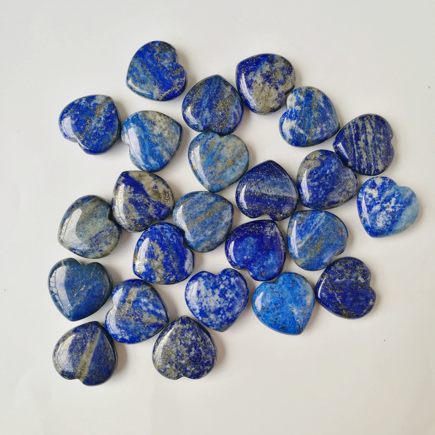 Bacatgem 3 Pcs Natural Lapis Lazuli Pocket Palm Thumb Healing Crystal Heart Love Worry Stones,1 inches Reiki Balancing Crystal and Healing Stones