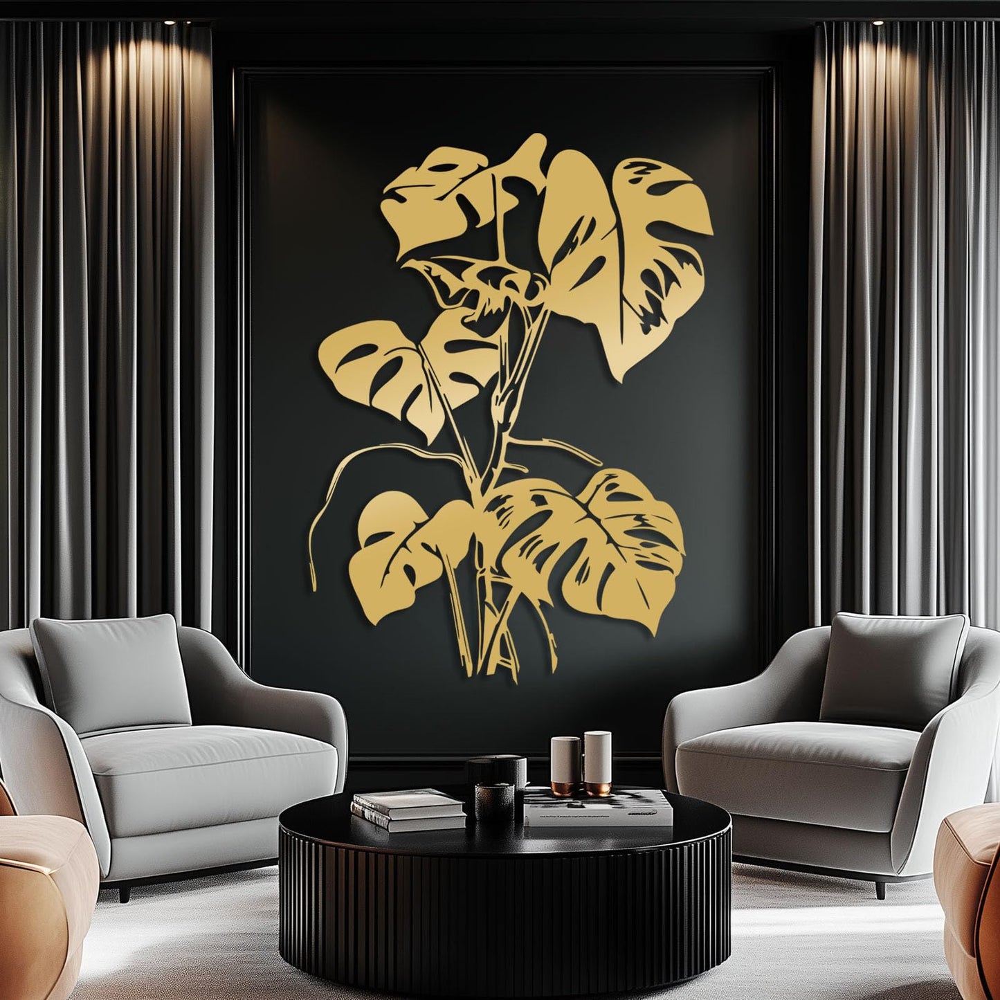 Monstera Leaf Metal Wall Art, Tropical Monstera Leaf Metal Wall Decor, Tropical Plant Line Art Wall Decor, Tropical Leaves Wall Sculpture, Nature Wall Hanging for Living Room (Silver, 41"x30"/105x77cm)
