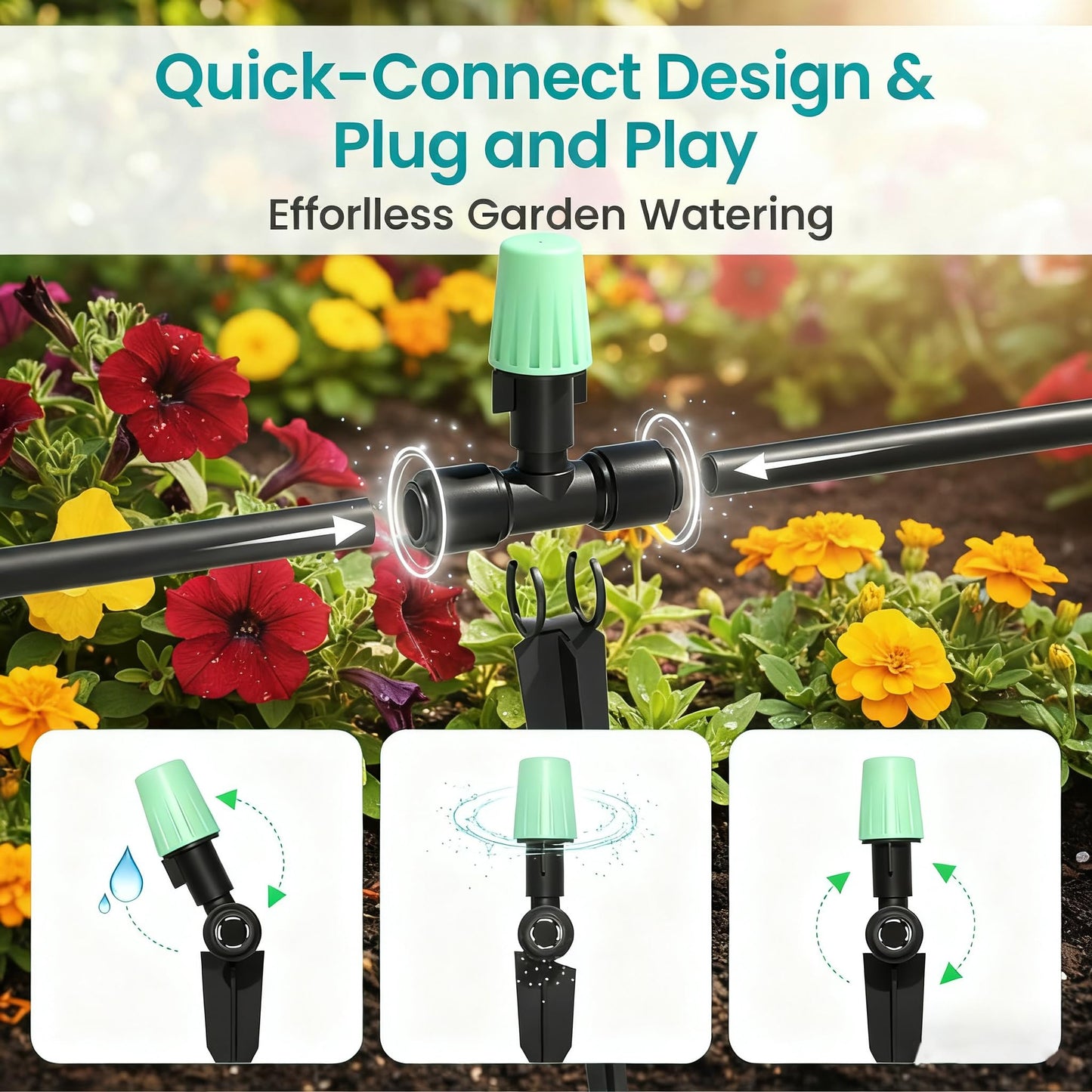 NACNO Drip Irrigation System，1/4" Blank Distribution Tubing Watering Hose, DIY Micro Sprinkler Automatic Plant Waterer for Garden, Greenhouse, Raised Bed, Patio & Outdoor Plants （65FT