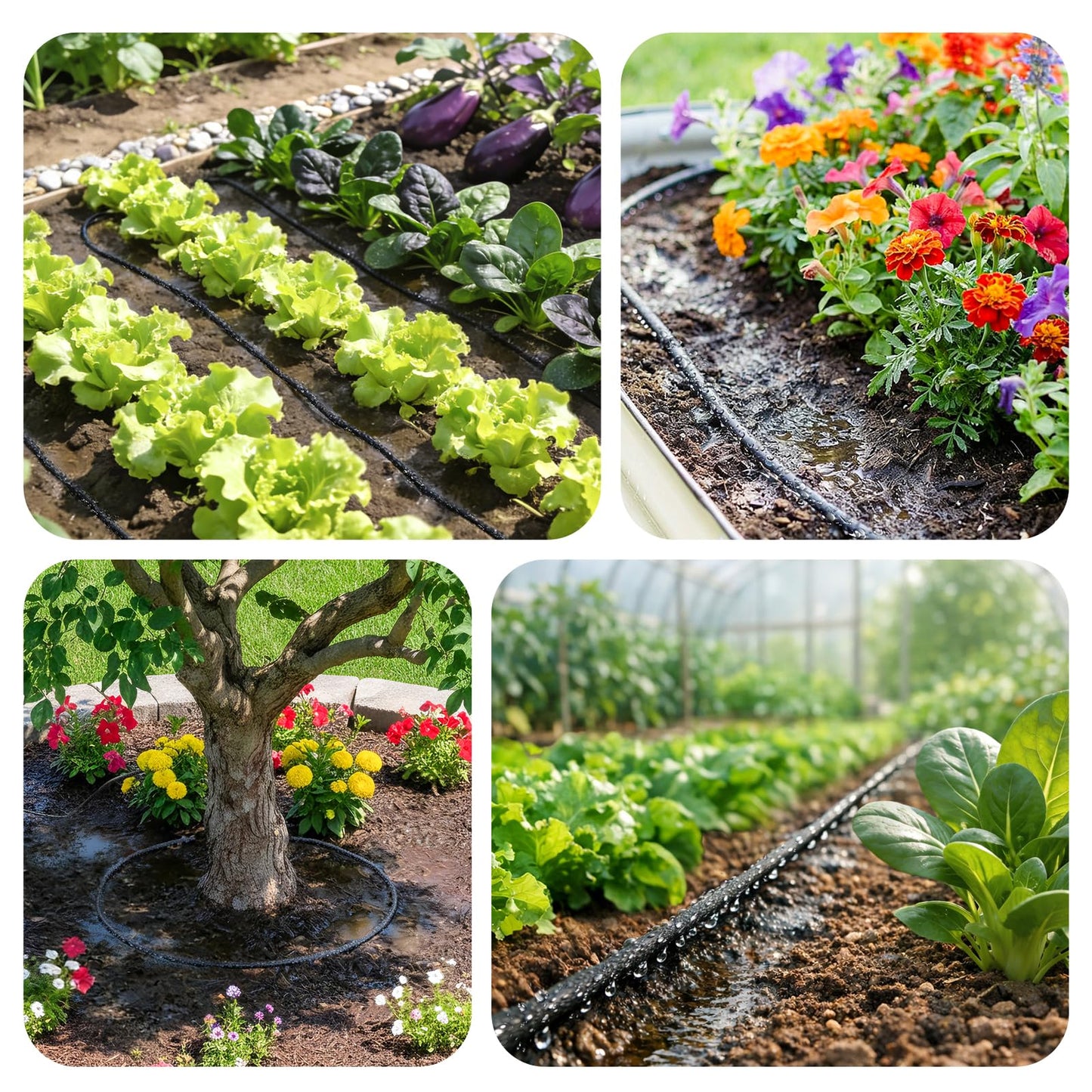 Upgraded 230FT Drip Irrigation System with 1/4" Soaker Hose -Weeping Technology for Deeper Root Watering,Garden Watering System for Raised Beds, Greenhouse, Lawn - Save Water