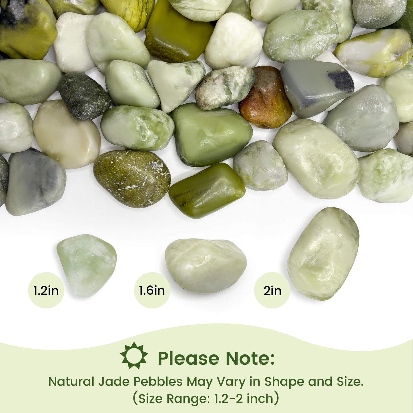 SIDONG 5 LB Jade Pebbles, 1.2-2Inch Natural Decorative Polished Jade Stones, Jade River Rocks for Succulents, Cactus, Vases, Indoor Plants, Garden Landscaping, Bamboo