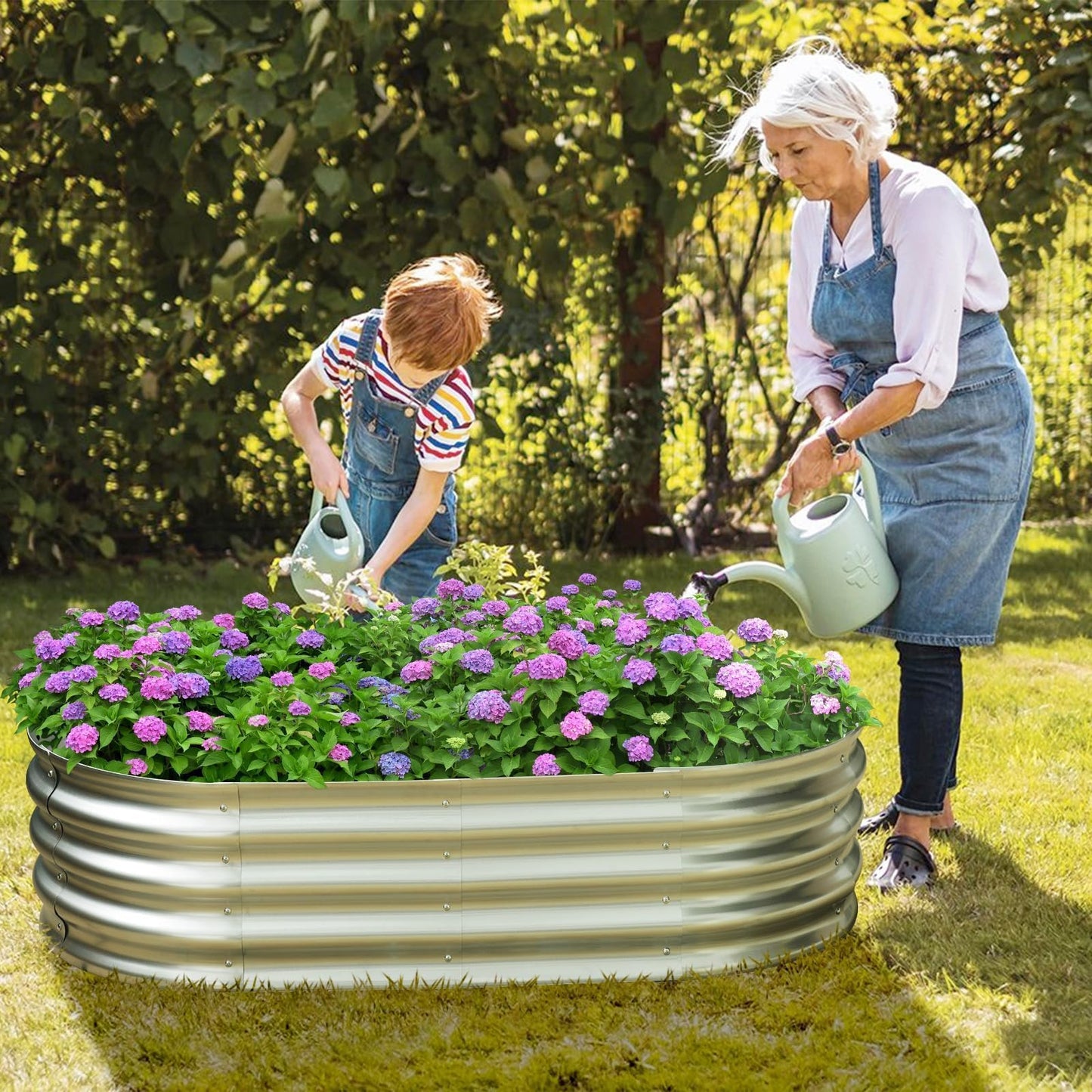 Eclaron Raised Garden Bed Kit,2 Pack 4x2x1ft Galvanized Garden Beds Outdoor with Safety Edging,Rust-Resistant Garden Bed - Oval Large Metal Planter Box for Vegetables…
