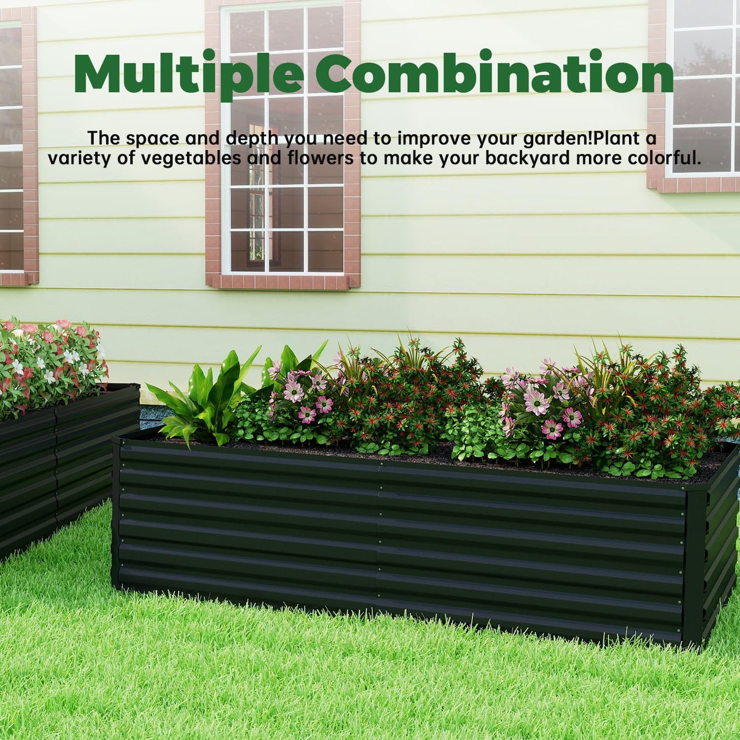 NAVINE 8x4x2 ft Outdoor Raised Garden Bed, Large Metal Planter Raised Beds, Planters for Outdoor Plants for Vegetables, Flowers, Herbs, Fruits, and Succulents.(4 Pcs)