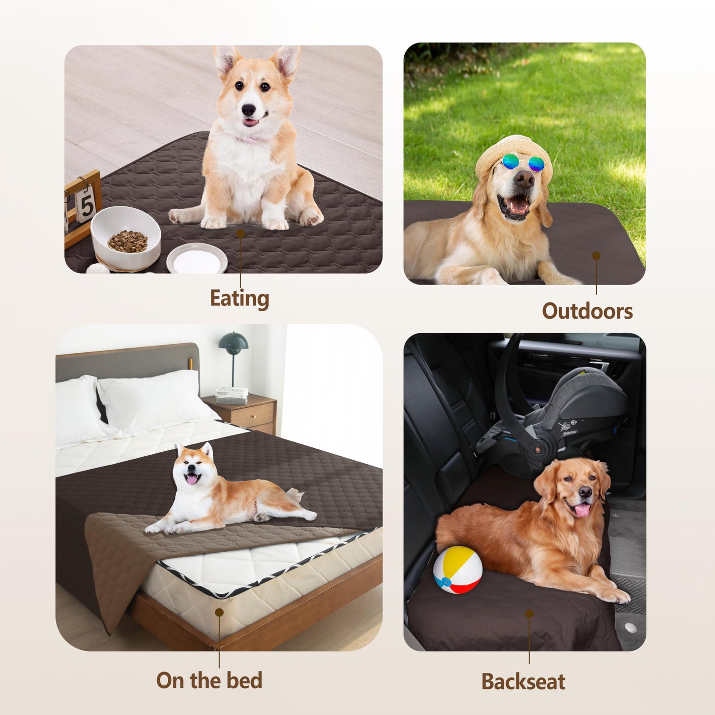 gogobunny 100% Double Sided Waterproof Dog Blanket Soft Pet Bed Cover Reversible Protect Furniture Couch Sofa Car for Puppy Large Dog Cat (Dark Coffee/Light Coffee, 68x82 Inch (Pack of 1))