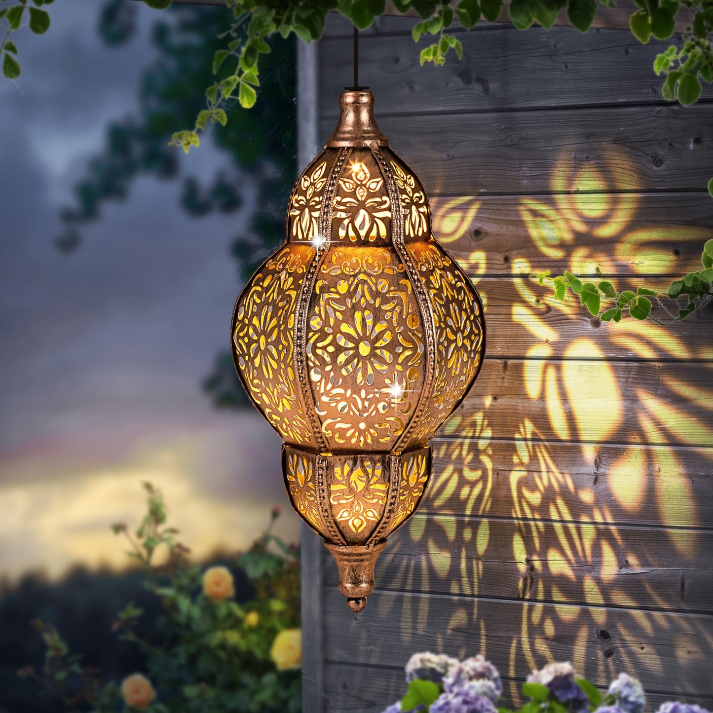 Solar Lanterns Outdoor Waterproof, Hanging Solar Lantern Garden Decor, Decorative Garden Lights for Yard, Patio, Lawn, Porch, Mother's Day Gifts (Moroccan)