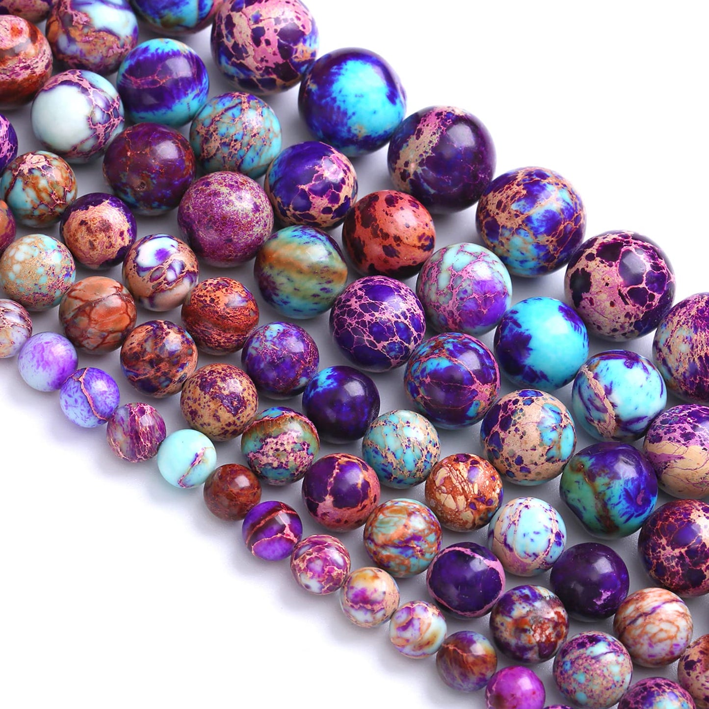 8MM 44PCS Natural Stone Galaxy Purple Sea Sediment Imperial Jasper Loose Beads for Jewelry Making DIY Bracelet Necklace