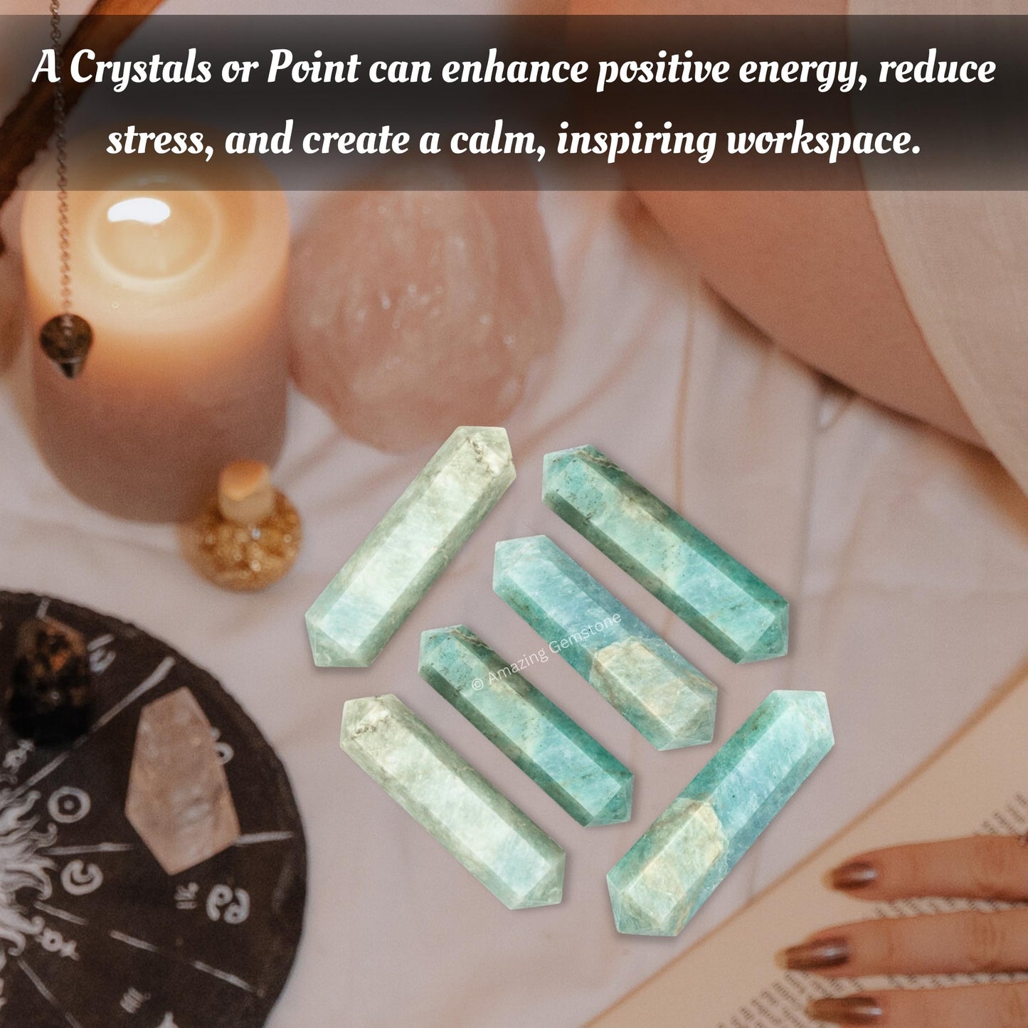 Aquamarine Crystal Points Bulk Healing Crystals and Stones - Pack of 3 Double Terminated Healing Wand Point Bulk Crystals for Crafts, Crystal Grid, DIY Work - Premium Crystals for Beginners Gifts