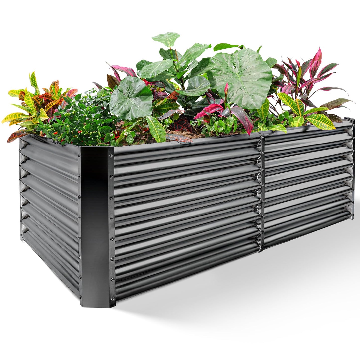 Land Guard 8×4×2 ft Galvanized Raised Garden Bed Kit, Galvanized Planter Raised Garden Boxes Outdoor, Large Metal Raised Garden Beds for Vegetables(Grey)…