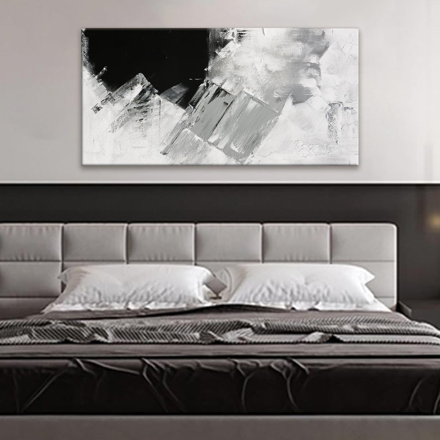 TAIJXAGSG Abstract Wall Art Painting Modern Grey Wall Decor Living Room 24" X 48" Canvas Art Wall Decor Black White Wall Art Canvas Prints Artwork For Bathroom Kitchen Office Decoration