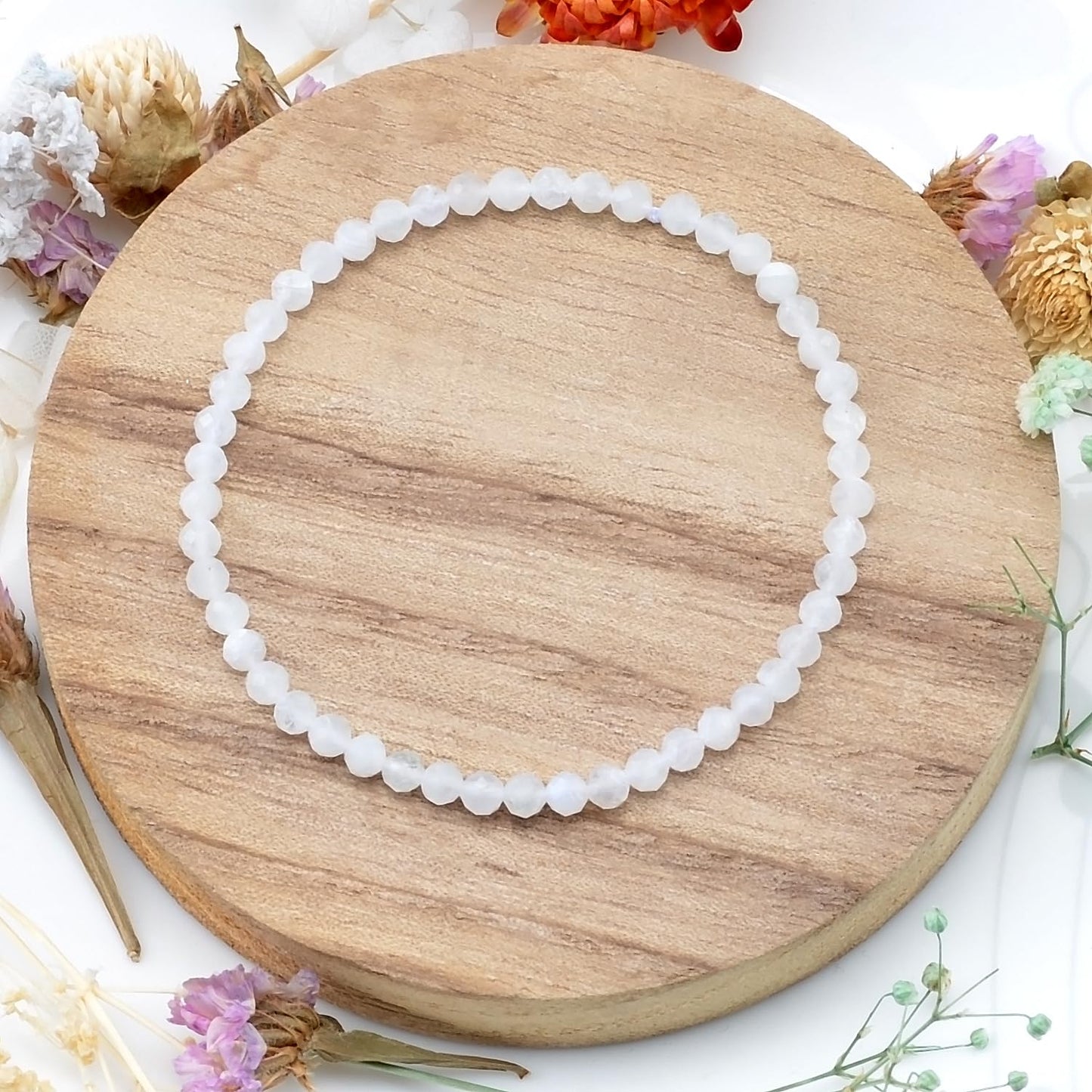 MASSIVE BEADS Natural Genuine Gemstone Beads Healing Crystal Chakra Reiki Jewelry Faceted Round Beads Bracelets (Blue Moonstone, 3mm)