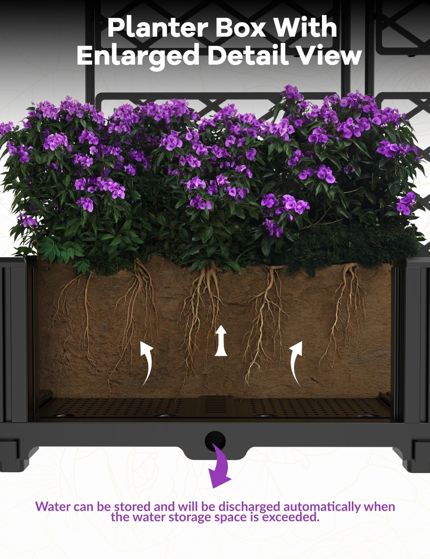Garvee Raised Garden Bed with Trellis 3-Pack - 48" l x 16" w x 63" h Plastic Vertical Planter Box for Climbing Plants, Outdoor Privacy Screen for Patio, Balcony, Backyard - Sturdy & Lightweight