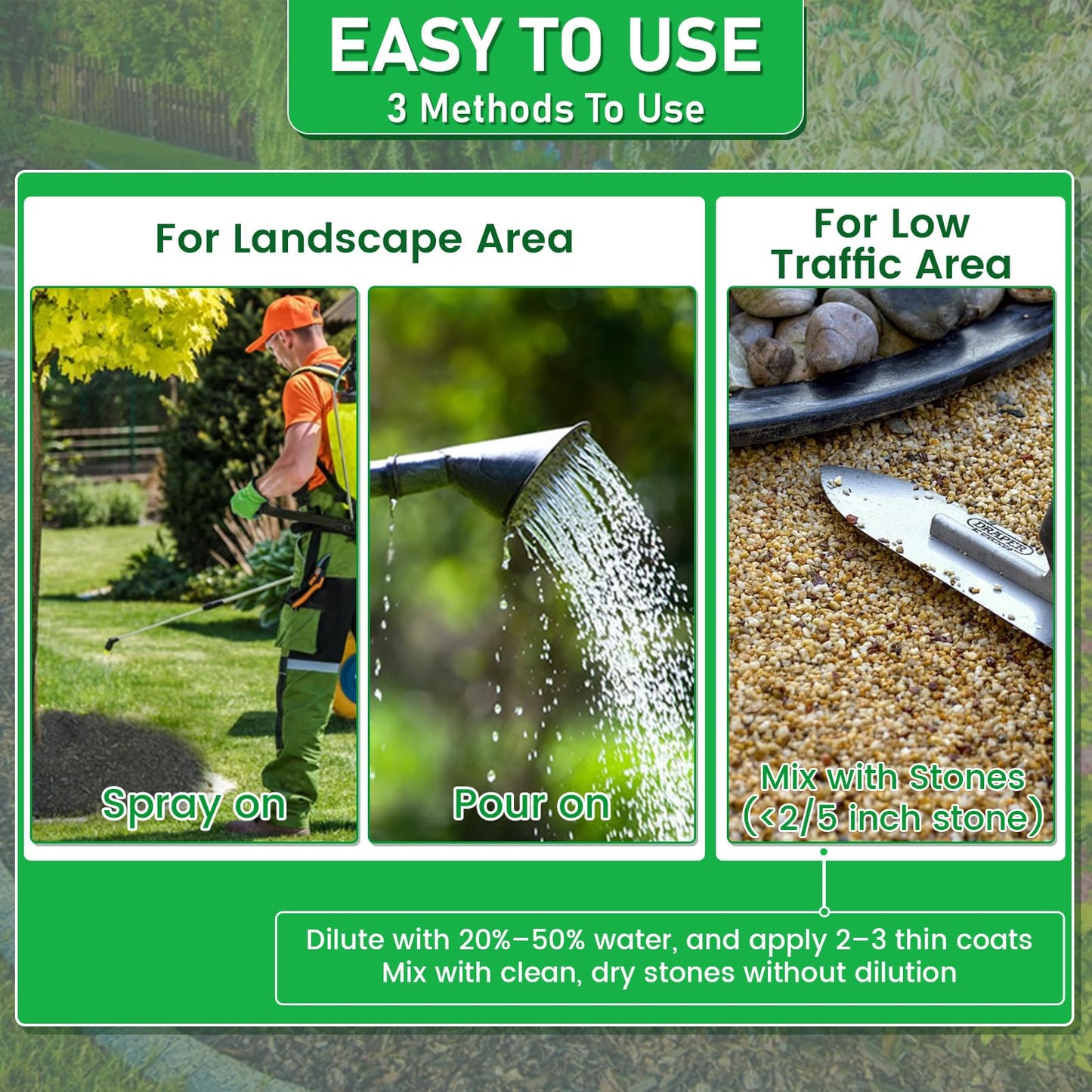 Mulch Glue for Landscaping 1.1Gallon, Rock Glue Pea Gravel Stones Binder, Long-Lasting Strong Safe Bond Lock Rubber Mulch for Cypress, Lawn, Patio, Garden