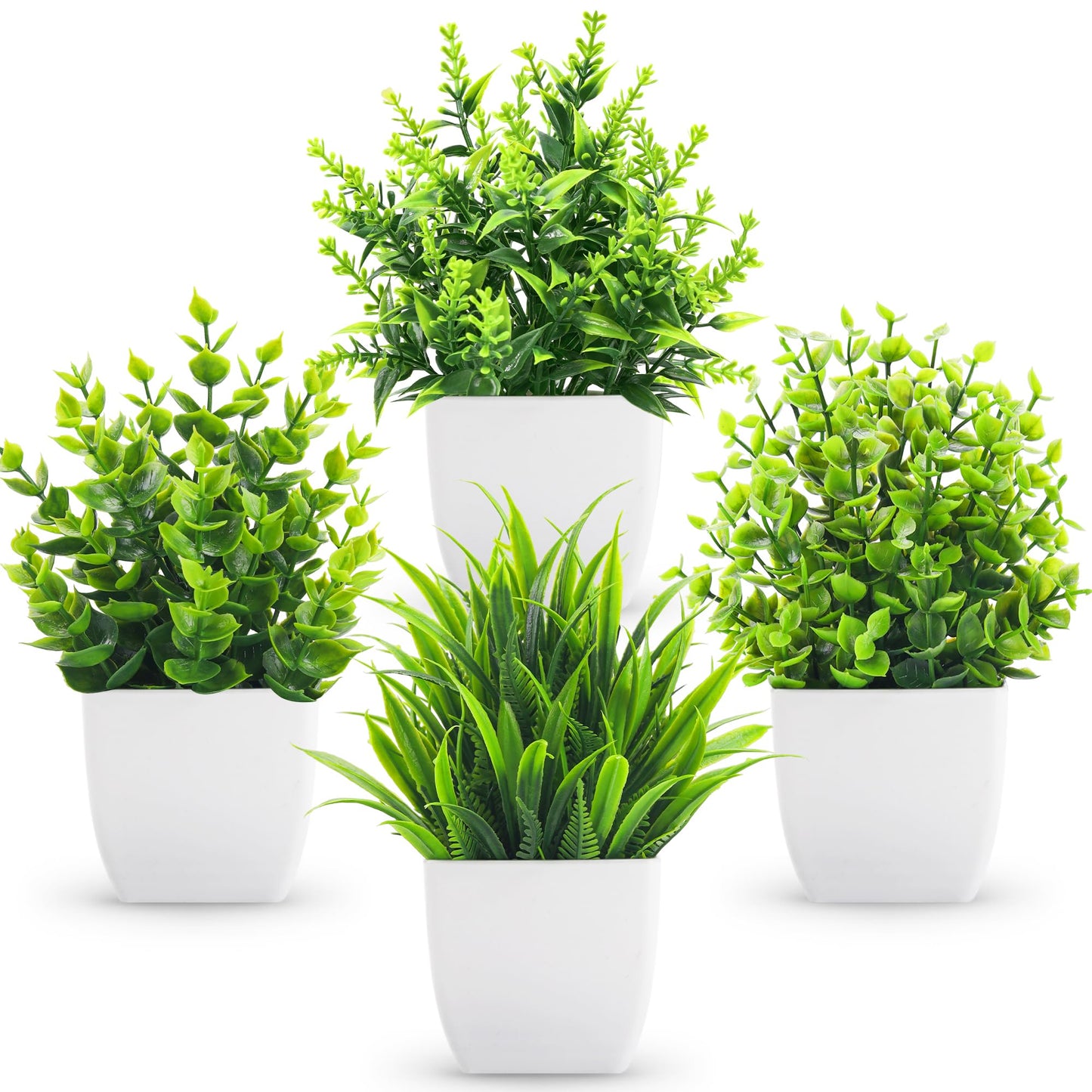 Der Rose 4 Pack Fake Plants Small Artificial Mini Faux Plants Indoor for Room Home Office Shelf Decor