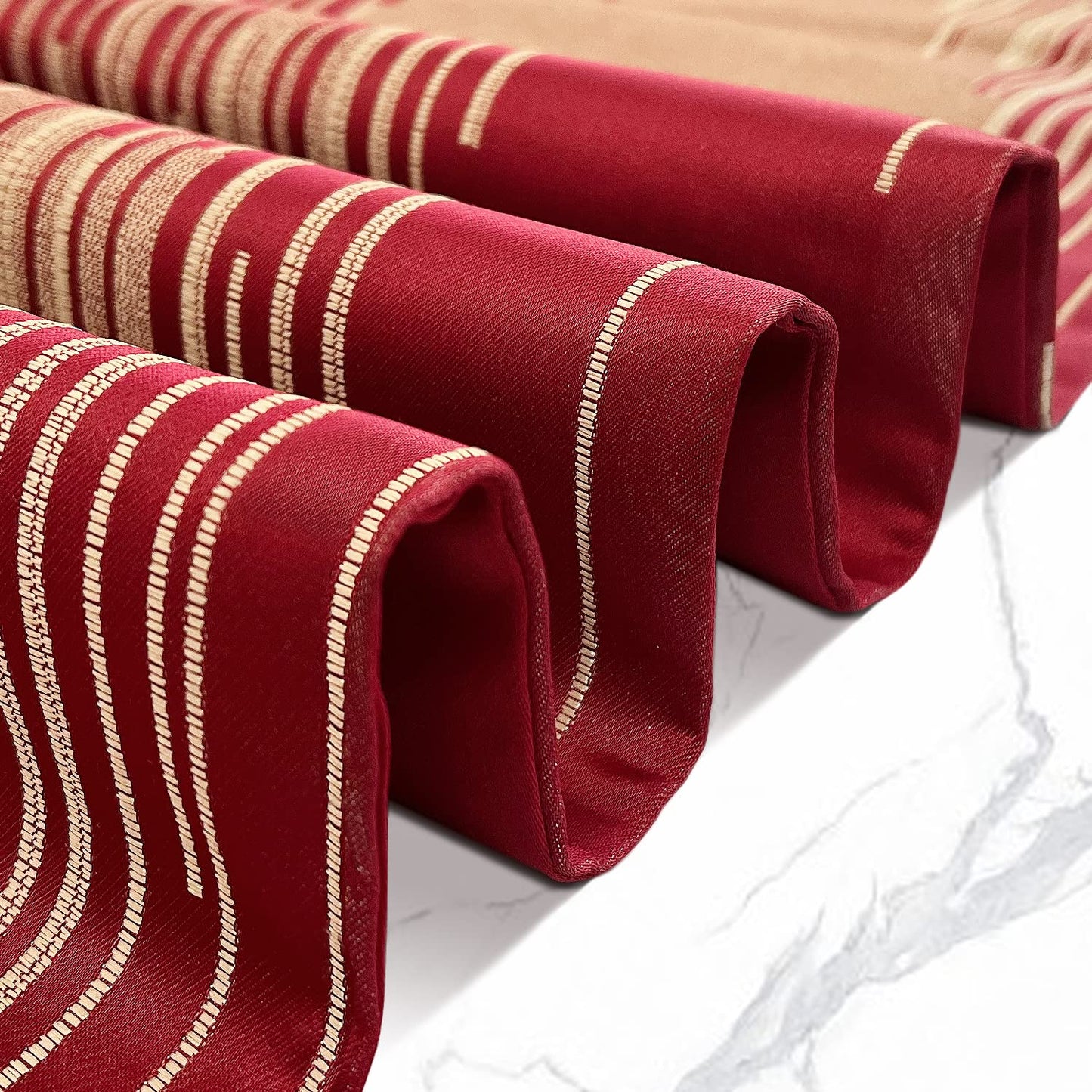 Fullony Luxury Christmas Red Table Runner 72 Inches Long Abstract Geometry Embroidery Pattern with Handmade Tassels Thick Fabric for Home Living Room Bedroom Dinner Room Art Decor Christmas