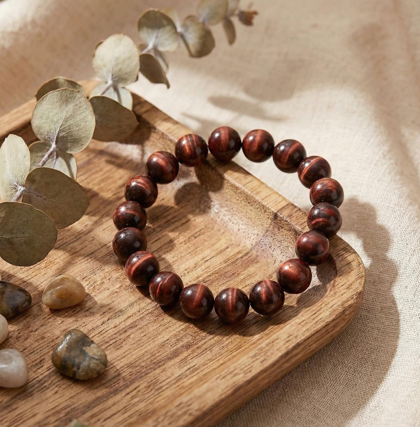 Yochus 60pcs Red Tiger Eye Beads，6mm Healing Power Natural Stone Round Loose Beads for Jewelry Making Earring Necklace DIY Crafts