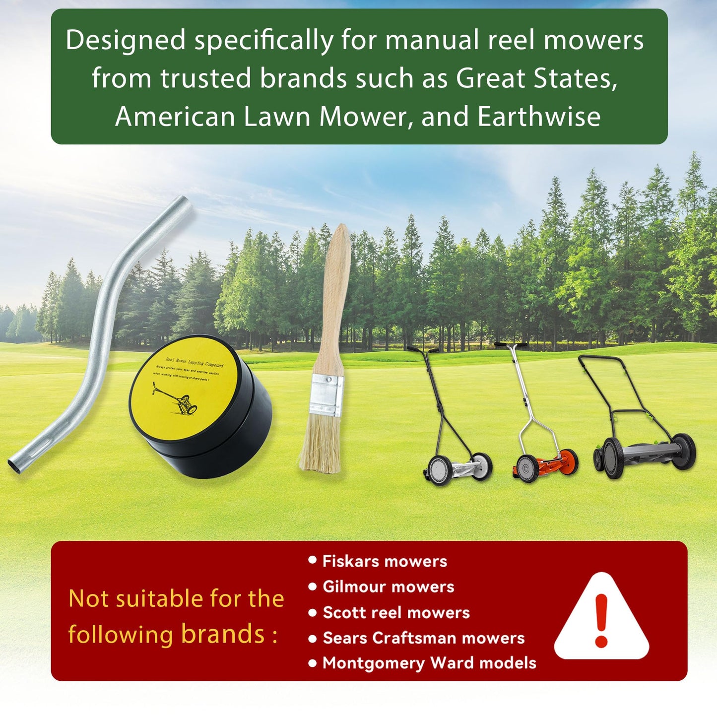 Reel Lawn Mower Sharpening Kit - SK-1 Manual Lawn Mower Blade Sharpener - Precision Sharpening Crank Tool for American Lawn Mower, Great States, Earthwise, Easy-to-Use & Durable Design