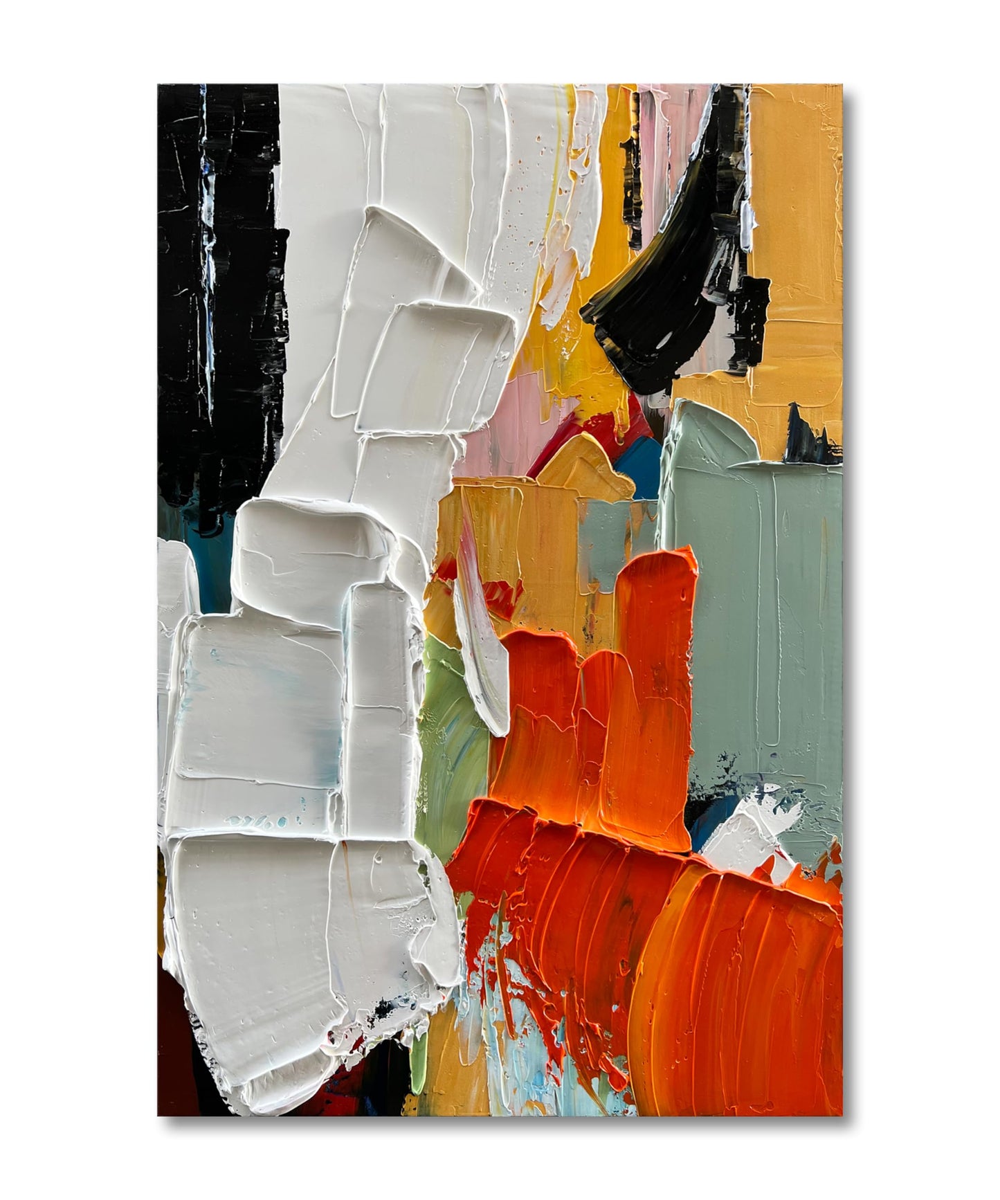 Limiyer Art 100% Hand-Painted Modern Abstract Art White and Black Art Oil Paintings for Family Living Room Hallway Wall Decoration 45x30 inches