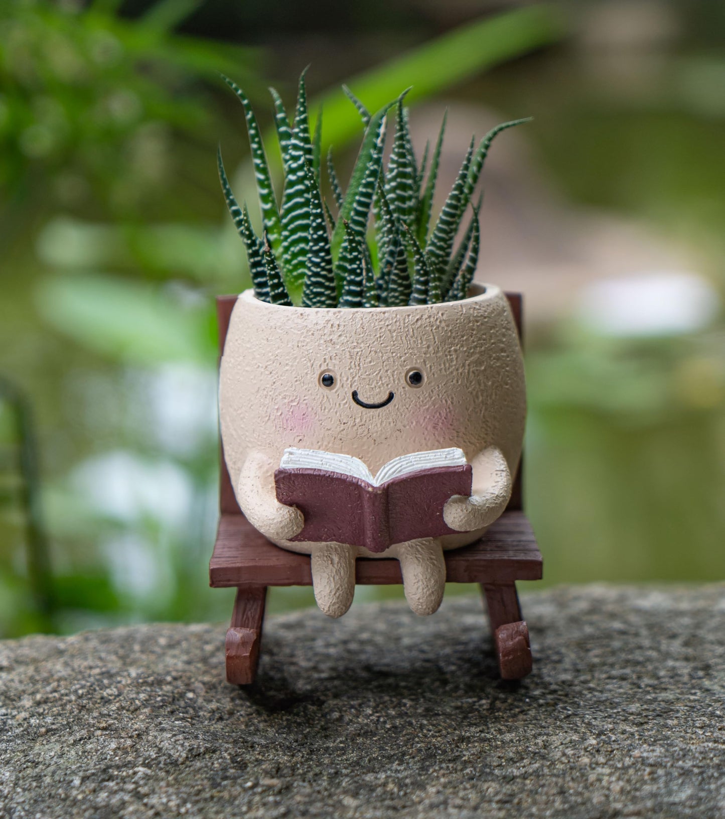 Rocking Chair Smiley Face Planter,Cute Plant Pots for Indoor Outdoor Plants,Succulent Pots with Drainage Hole,Unique Funny Flower Pot for Succulents,Plant Gifts for Mother's Day, Birthday, Christmas