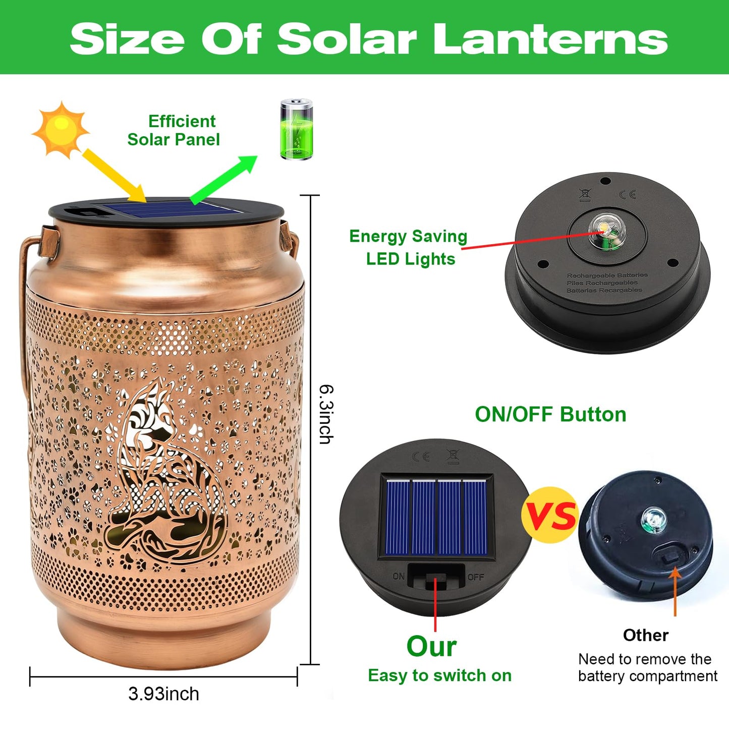 Cat Solar Lanterns Outdoor Waterproof Garden Decor, Birthday Gifts for Mothers Day Women Mom Grandma, Metal Sunflower Hanging Solar Lights for Outside Yard Patio Pathway Backyard Porch