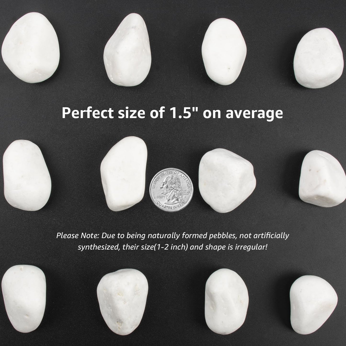LOOIOOJ 10lbs White River Rocks, Polished Pebbles for Plants, Garden, 1-2 Inch Decorative Stones, Ideal for Fish Tanks, Vases, Crafting, and Landscaping (Weight : 10 LB, Pure White)