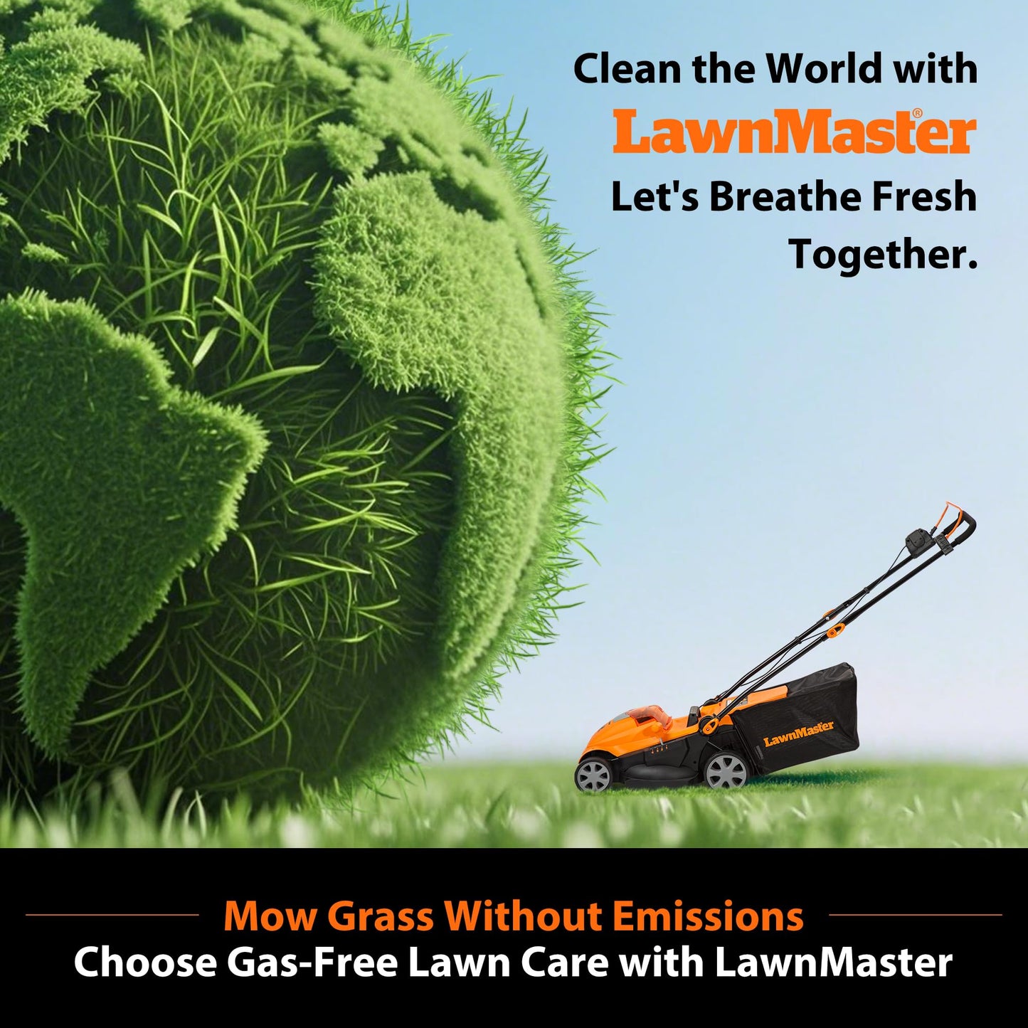 LawnMaster Lawn Mower, Brushless Cordless Lawn Mower 48V MAX 15-inch with 2X24V MAX 4.0Ah Battery and a Dual Charger-CLMF4815E