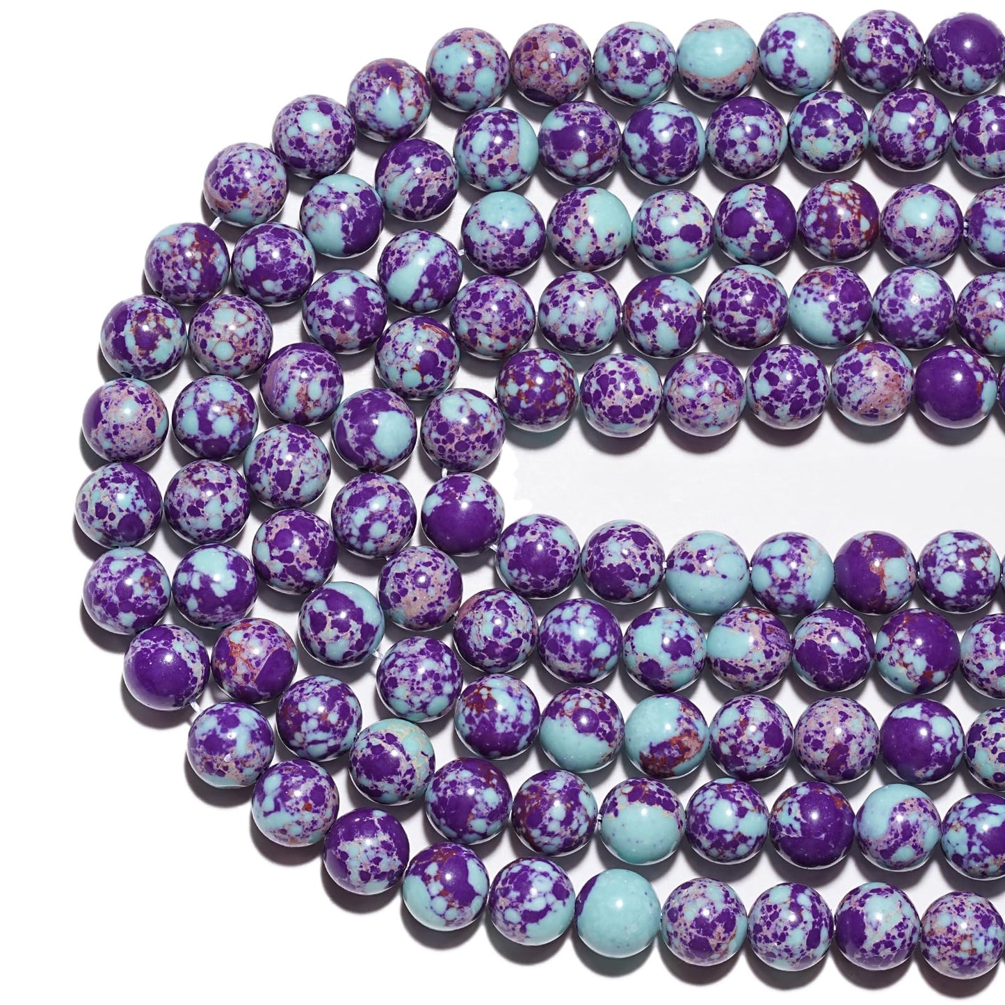 8mm Natural Purple-Blue Sea Sediment Imperial Jasper Gemstone Beads Polished Round Smooth Stone Beads for Bracelets Jewelry Making 15inch Loose Beads