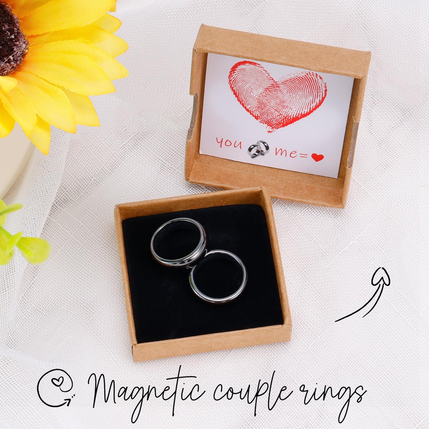 BTEYIVTA Magnetic Hematite Rings for Women & Men | Anxiety Balance Stone, Absorbs Negative Energy, Healing Jewelry | 6mm Wide, 2.4mm Thick, 2 Pack