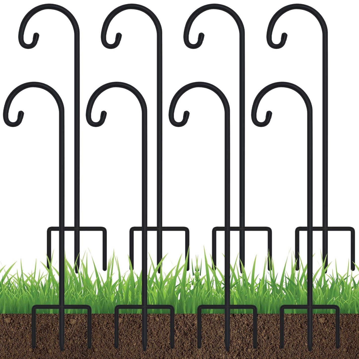 FEED GARDEN Adjustable 32 Inch Shepherd Hooks Rust Resistant Steel Shepard Hooks for Outdoor Hanging Lanterns, Bird Feeders, Solar Lights, Weddings Decor 8 Pack