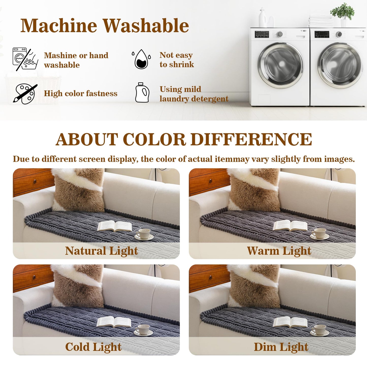 MYSKY HOME Couch Covers for 3 Cushion Sofa Pet Friendly, Couch Cover for Dogs, Sofa Covers for Pets Washable, Soft Non-Slip Sofa Slipcovers Furniture Protector Covers, Dark Grey, 27.6" x 70.9"