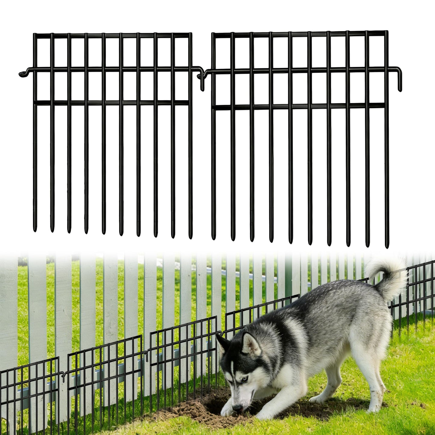 FOKEP 30 Panels Animal Barrier Fence, No Dig Fences, 13in(H) X 42.5ft(L) Garden Fence Animal Barrier for Rabbit and Dog Under Fencing Barrier, Rustproof Metal Fences Border for Outdoor, Yard, Patio