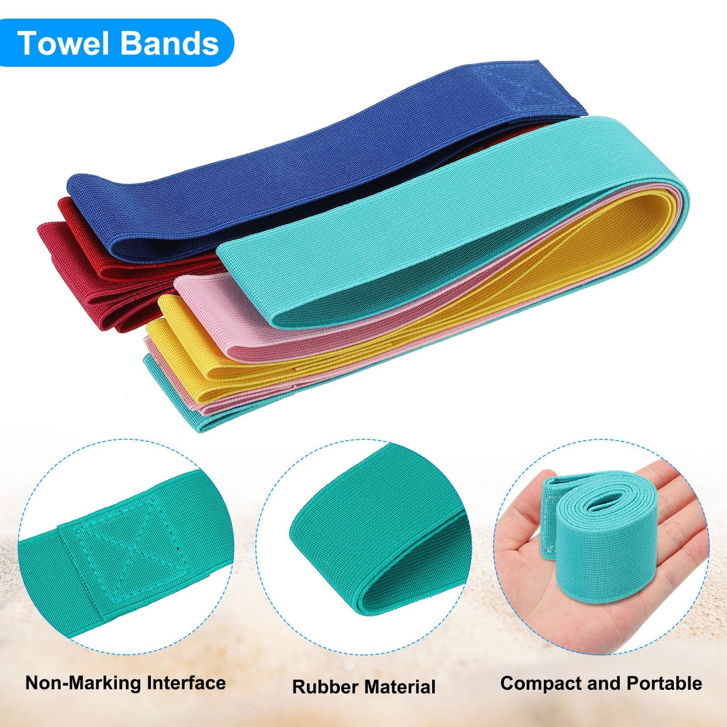 PATIKIL Towel Bands, 3 Pack Stretchable Towel Clips Cruise Essentials Windproof Beach Towel Strap for Pool and Cruise Chairs, Green