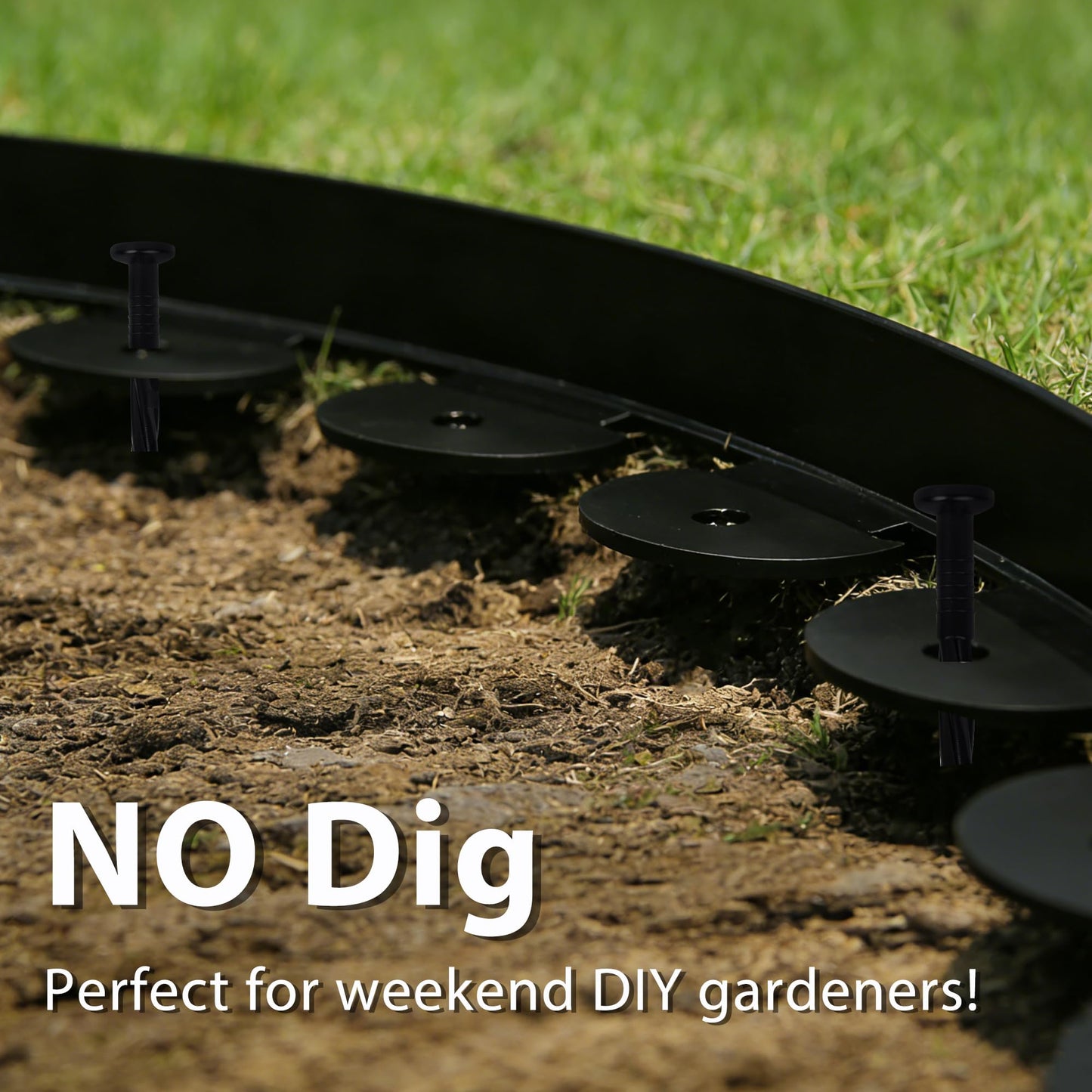 WISD Landscape Edging 2 in x 100 ft with 150 Anchor Stakes, No Dig Garden Edging Border Flexible Plastic Weather-Resistant Lawn Edging Weed Control (Black, 100FT)