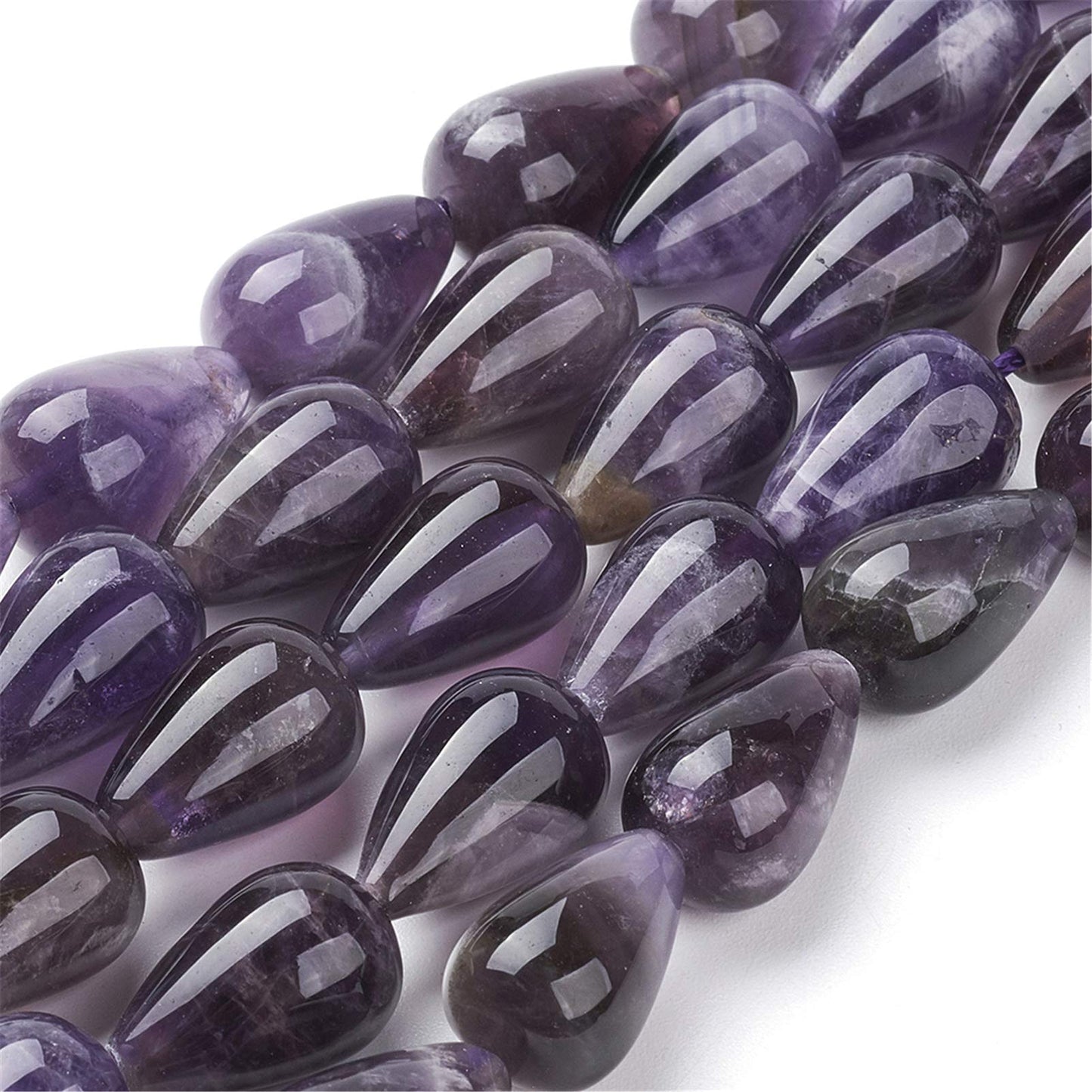 Craftdady Teardrop Natural Amethyst Stone Beads Polished Drop Gemstone Loose Beads Energy Healing Crystal Stone 16x10mm for Jewelry Craft Necklace Bracelet Earring Making, 22~25pcs