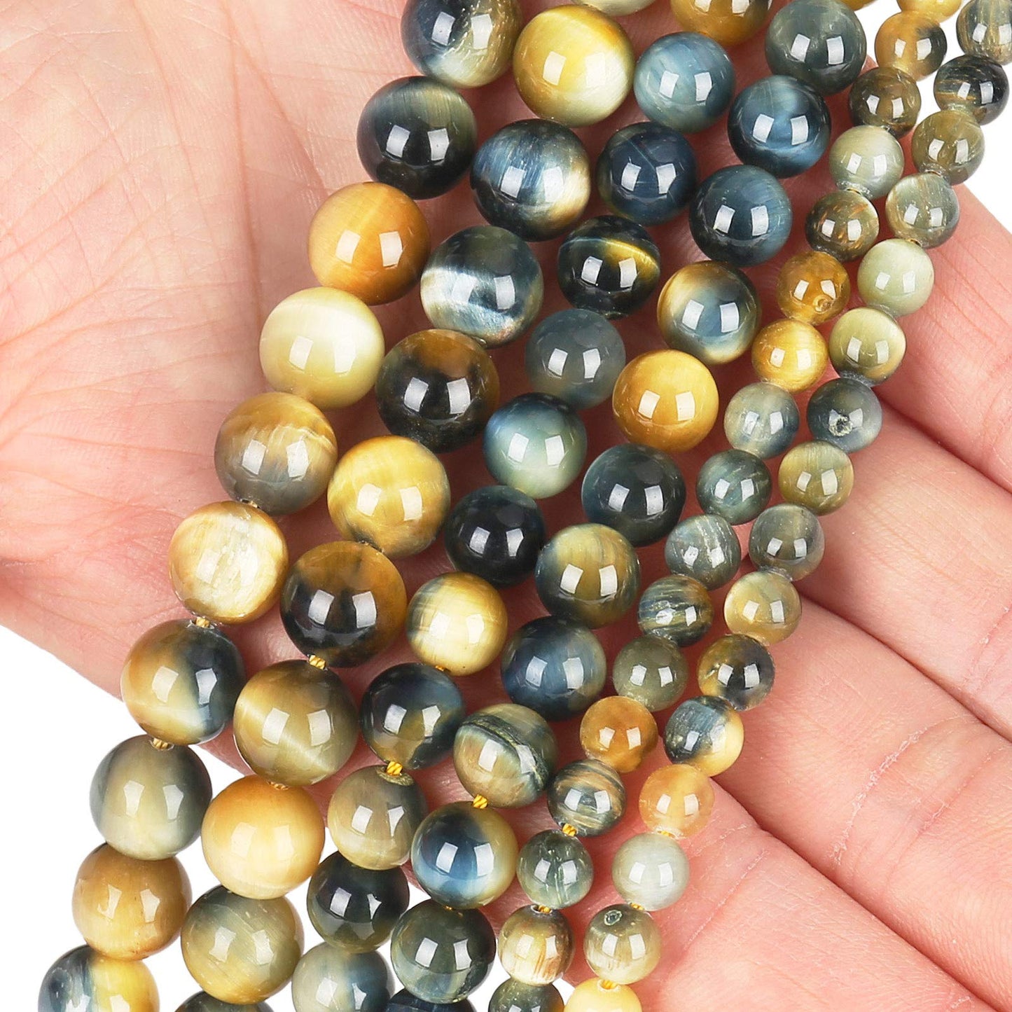 Natural Dreamlike Tiger Eye Beads, Grade AAA Gemstone Round Loose Beads 10MM 40PCs Bulk Lot Options, Semi Precious Stone Beads for Jewelry Making