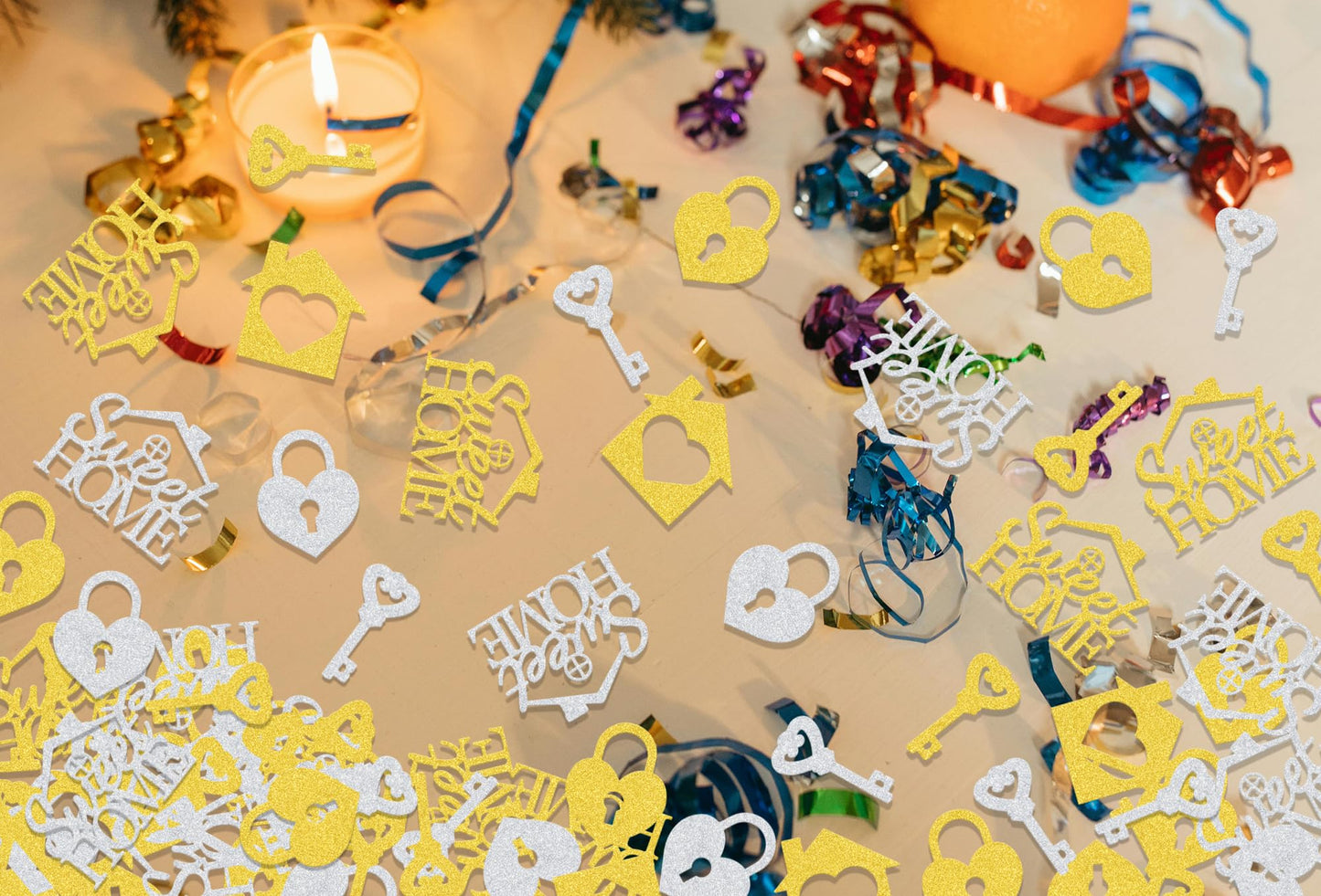 200Pcs Sweet Home Confetti,Housewarming/Welcome Home Party Table Decorations,Welcome Back Theme Party Paper Decor Supplies Gold & Silver