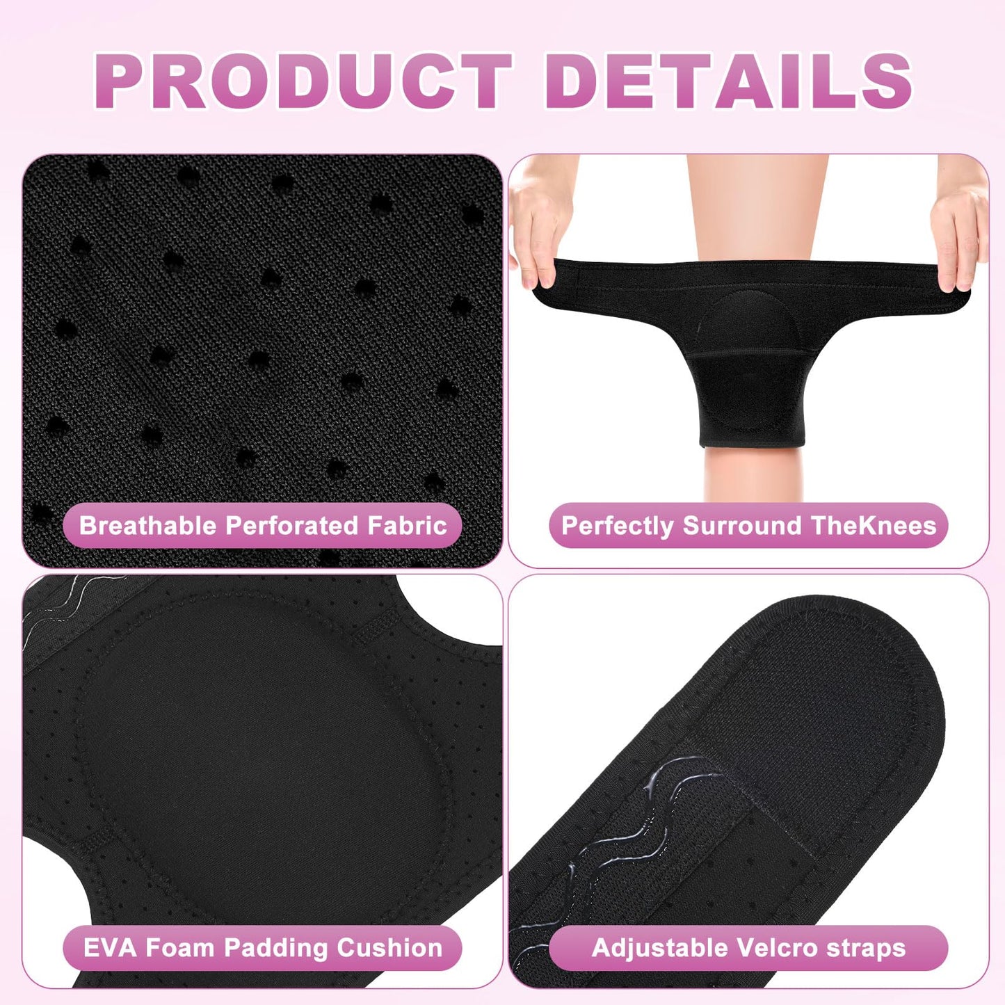 M METERXITY 2-Pack Gardening Knee Pads, Thick Foam Garden Knee Pads with Adjustable Straps for Garden/Construction/Flooring/Cleaning, Suitable for 13"-15" Leg Circumference Size m [Black]