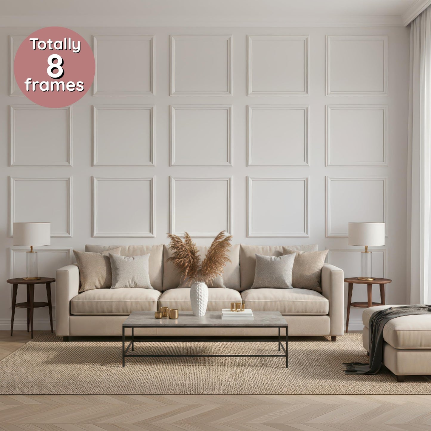Peel and Stick Wall Moulding Panel Kit | Paintable Wainscoting Panels for Wall | Picture Frame Wall Trim Molding | DIY Accent Wall | 8 Frame Set (15.74"x15.74") | Timeless Detail Made Effortless