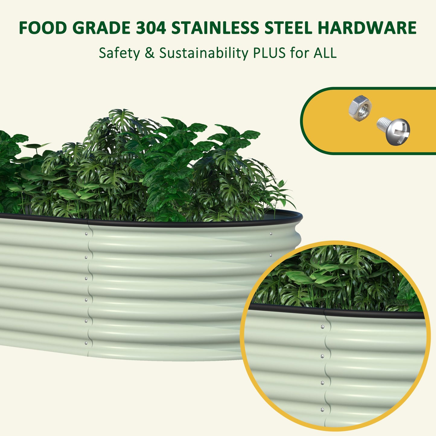 VEIKOU Raised Garden Bed 17" H, 8ft X 2ft Metal Galvanized Raised Garden Bed for Plants, Modular Raised Planter Box for Herbs Flowers, 9 in 1 Raised Garden Bed Kit, Beige