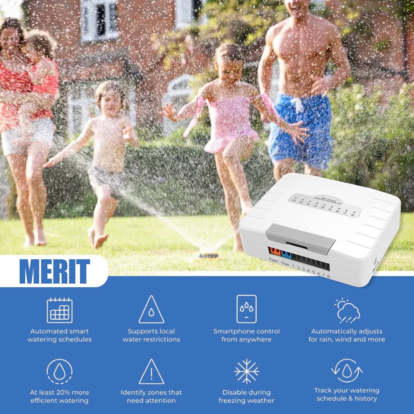 HRepair 8-Zone WiFi Smart Sprinkler Controller,Garden & Yard Smart Sprinkler Controller,Weather Intelligence,Customized Watering Schedules,App Enabled,Real-time Monitoring