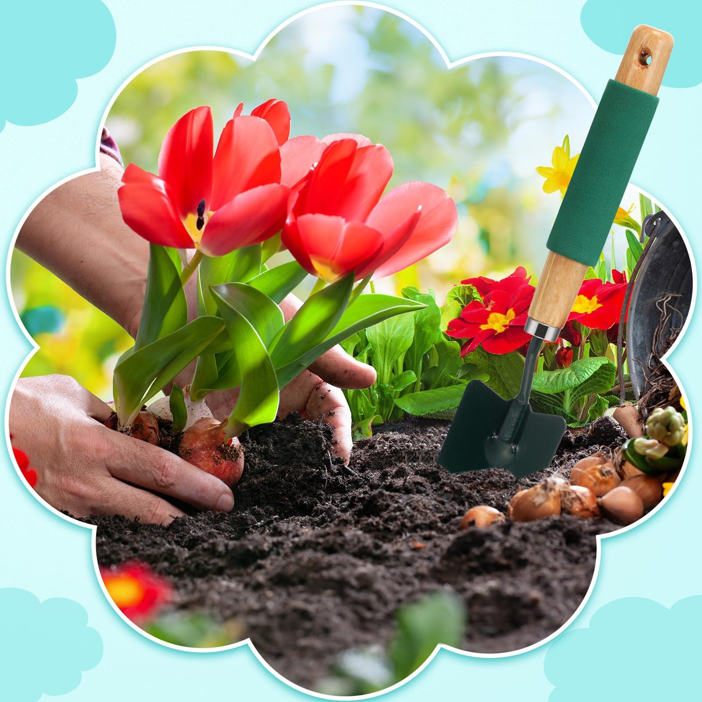 Lasnten 12 Pcs Small Gardening Tool Shovel Digging Trowel Wood Handle 14 Inch Garden Flower Planting Tool for Community Lawn Farm Flower Seed Plant Planting Weeding Indoor Plant Care