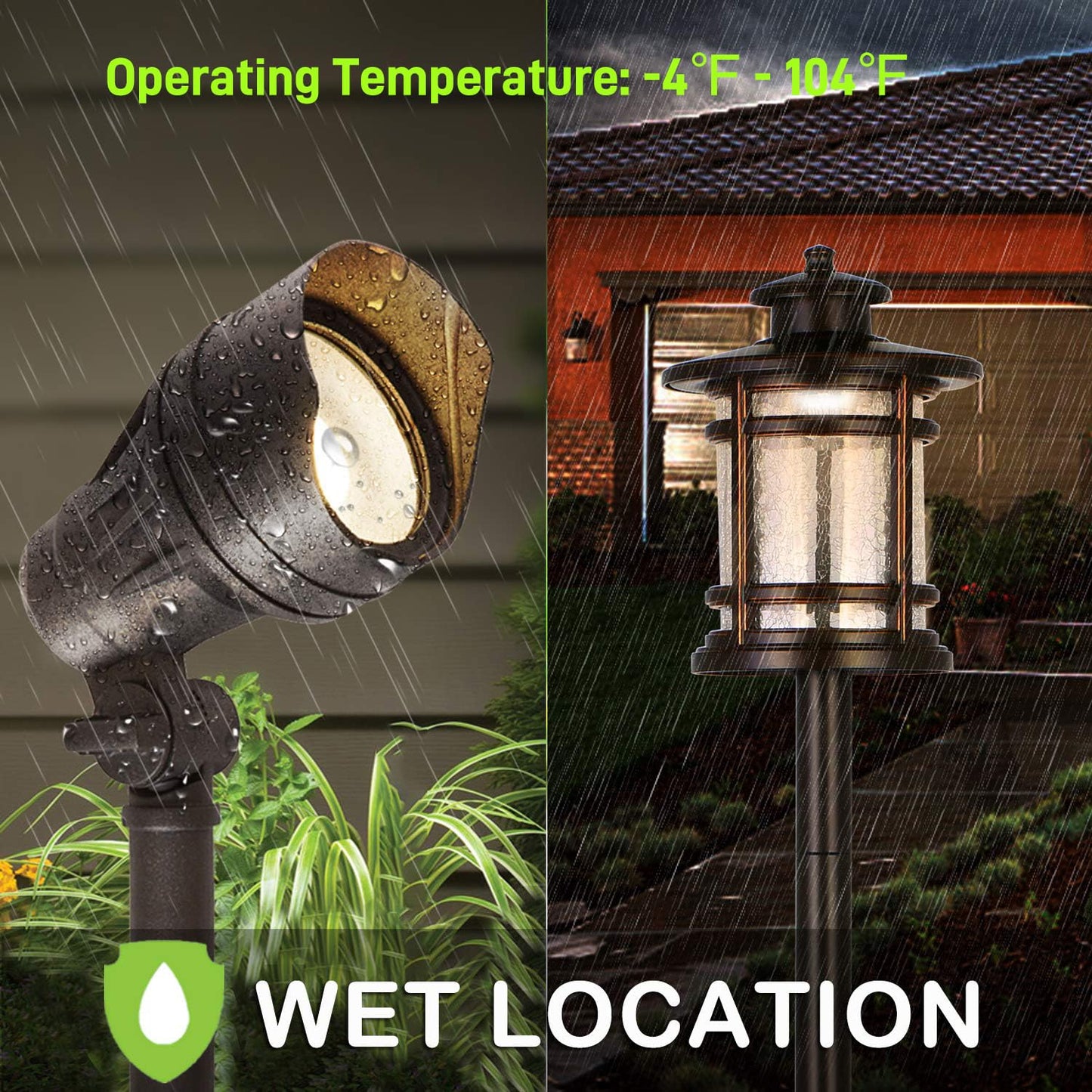 hykolity 8 Pack Low Voltage LED Landscape Kits, 12V-15V Pathway Flood Light Kits, 10W 390LM and 3.4W 155LM Wired for Outdoor Yard Lawn, Die-cast Aluminum, 50W and 30W Equivalent