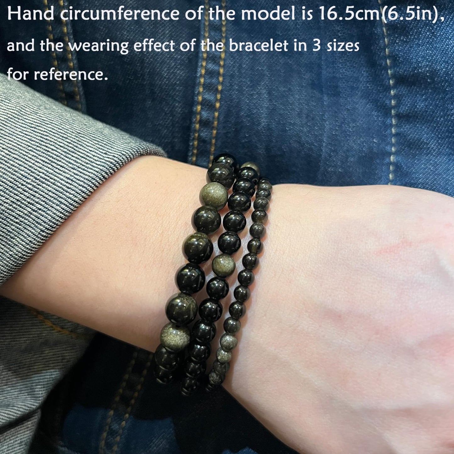 CHCCOYE 6mm Natural Healing Gemstone Bracelet Handmade Yoga Stretch Elastic Bracelet Stress Relief Crystal Jewelry for Men and Women (6mm, Golden Obsidian)