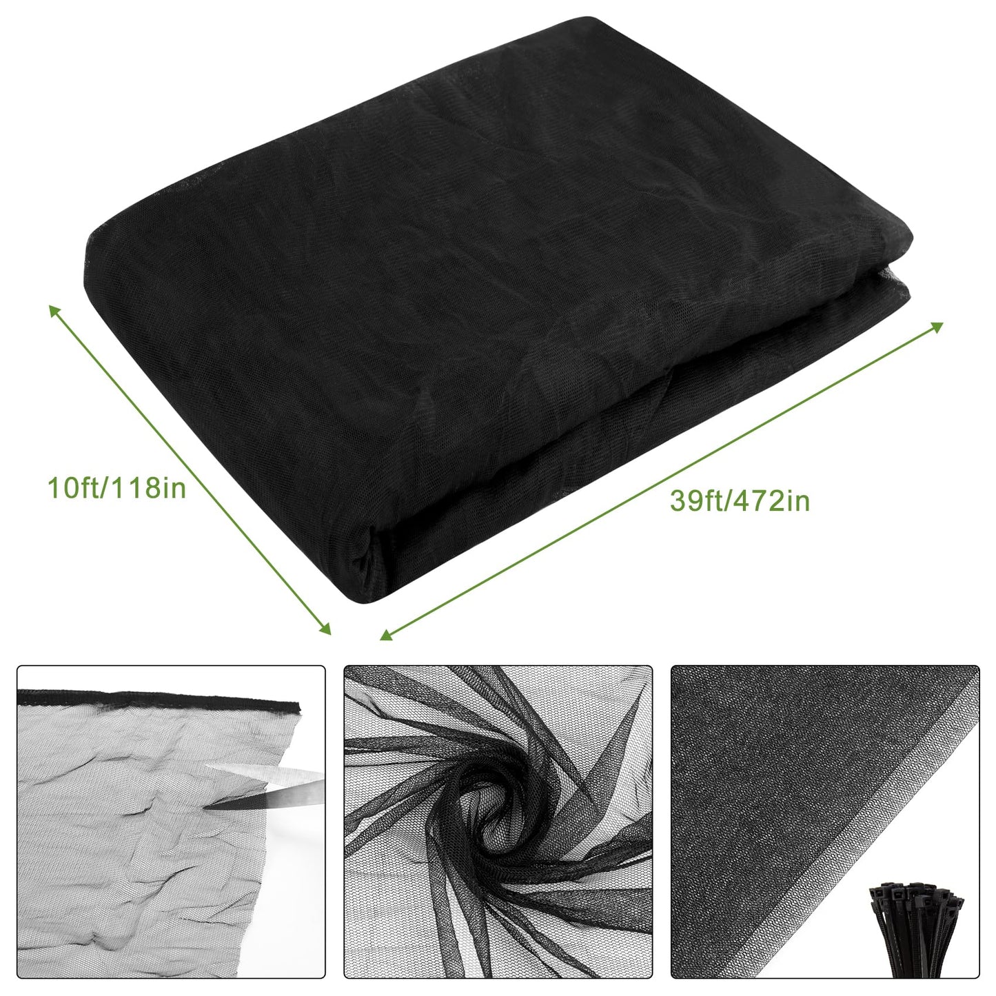 39 x 10 Ft Mosquito Netting, Garden Bird Netting for Patio, Insect Mosquito Net for Plant Protection Breathable Mesh Garden Plant Covers Protect Vegetables Fruits from Birds Bugs