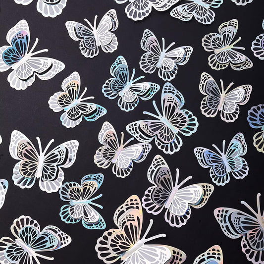 36PCS Butterfly Wall Decals - 3D Butterflies Wall Stickers Removable Mural Decor Wall Stickers Decals Home Decor Room Bedroom Decor Living Room Decor (Sliver)