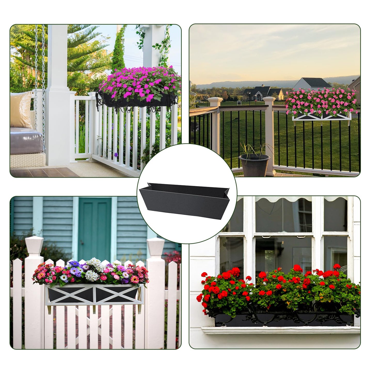 4PCS 24Inch Rectangle Window Box Liner Felt Planter Basket Liner Insert Black Plant Container Liners Non Woven Fabric Liner for Garden Fence Wall Railing Hanging Flower Pot - Avoid Bird Nesting