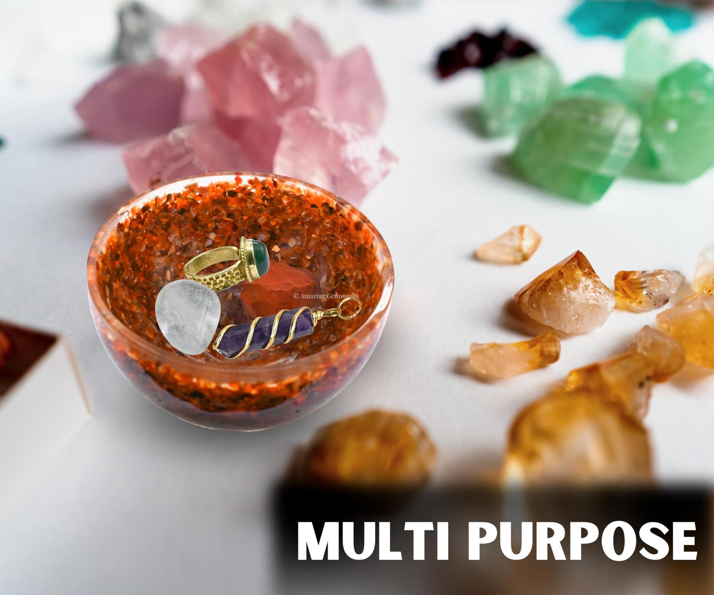Amazing Gemstone Carnelian Orgonite Orgone Crystal Gemstone Bowl - 3" Orgonite Carnelian Crystal Bowl for Meditation, Crystals and Healing Stones Gift and Protection