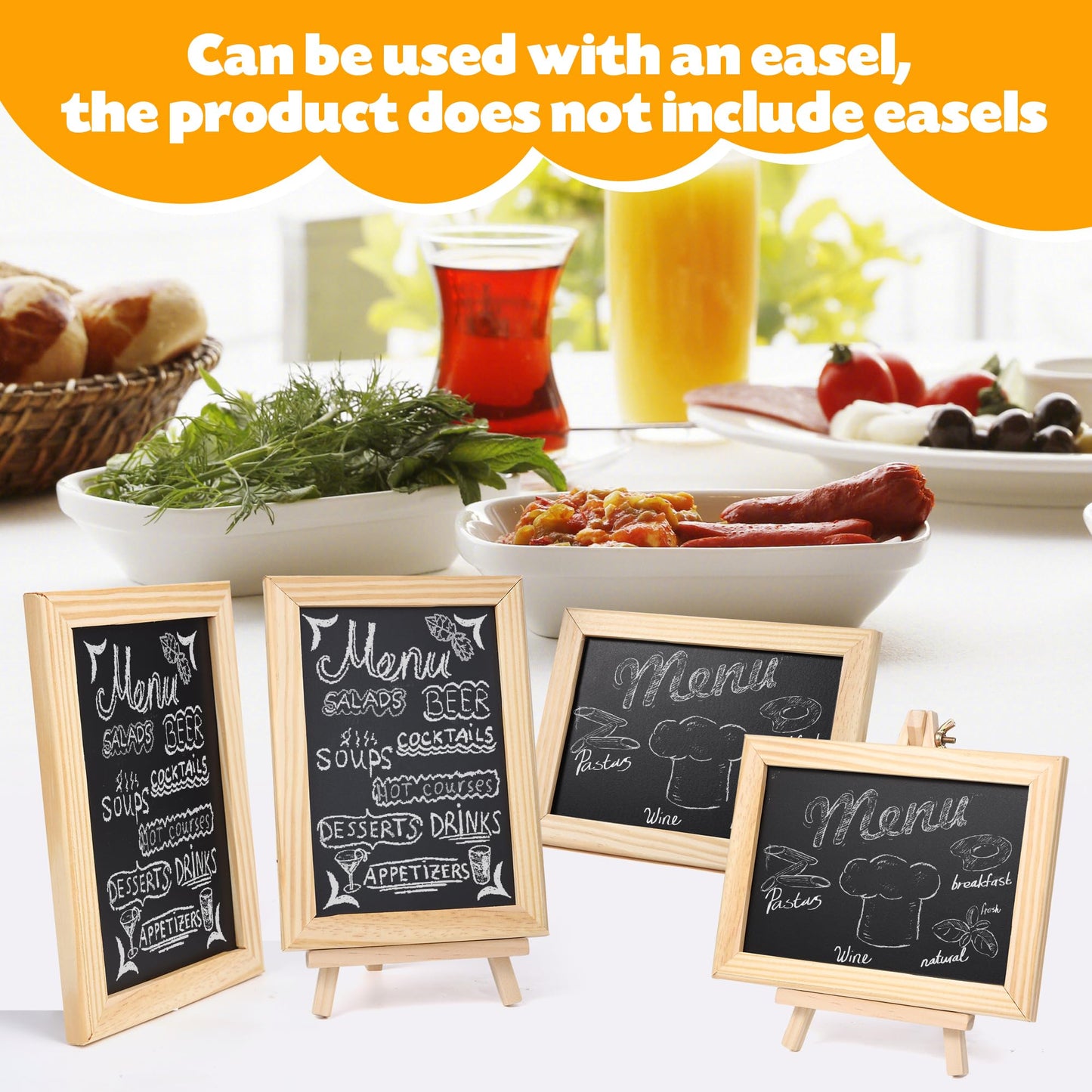 Miraclekoo 2 Pack Mini Chalkborad Signs Small Chalk Boards with Unfinished Wood Frame,4 x 6 Inch