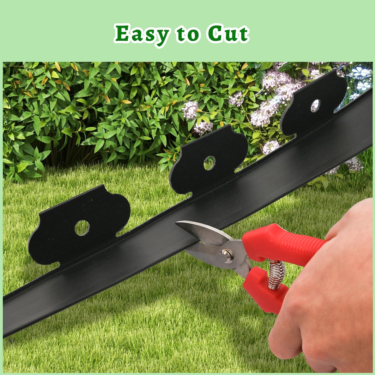 80 ft Fence Edging for Landscaping Include Garden Pruning Scissors,80 Spikes,80 ft Lawn Edging Edging for Landscaping Edging and Garden Edging and Garden Border and Flower Bed Edging (Black-80ft)
