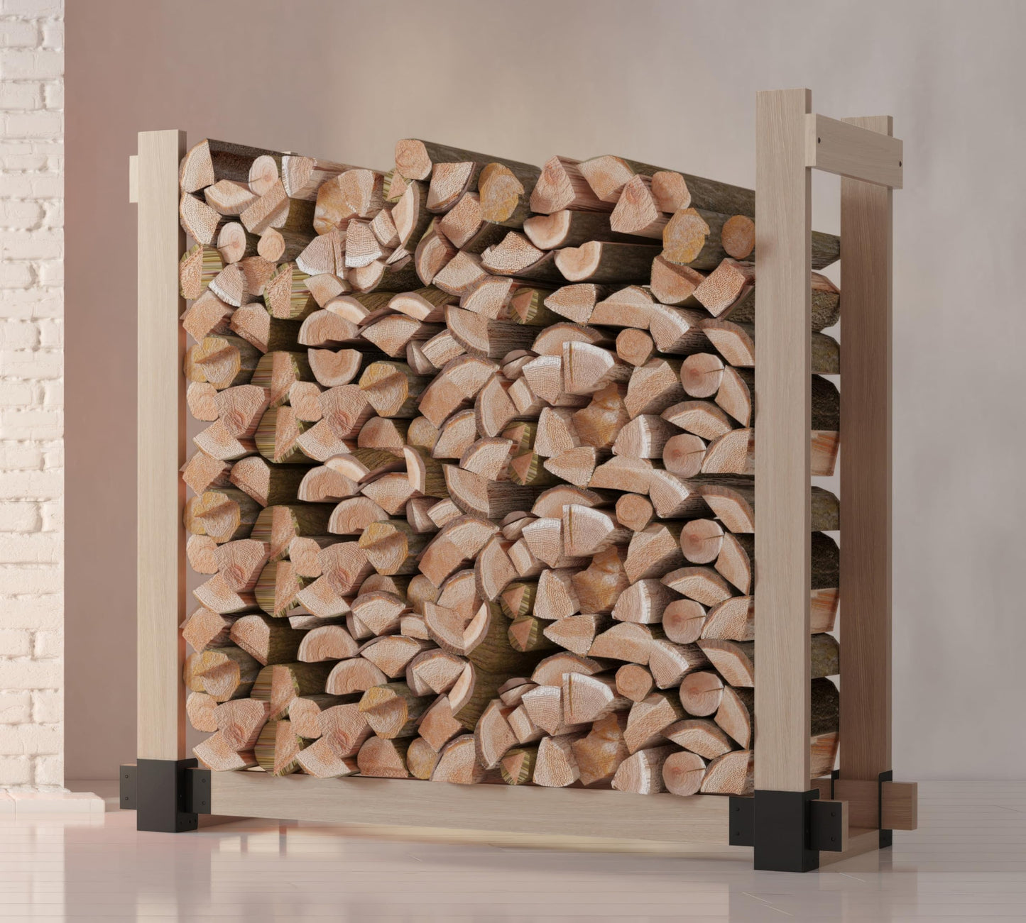 Fire Beauty 4 Pack Firewood Rack Base,Heavy Duty Metal Adjustable Log Storage Rack Bracket