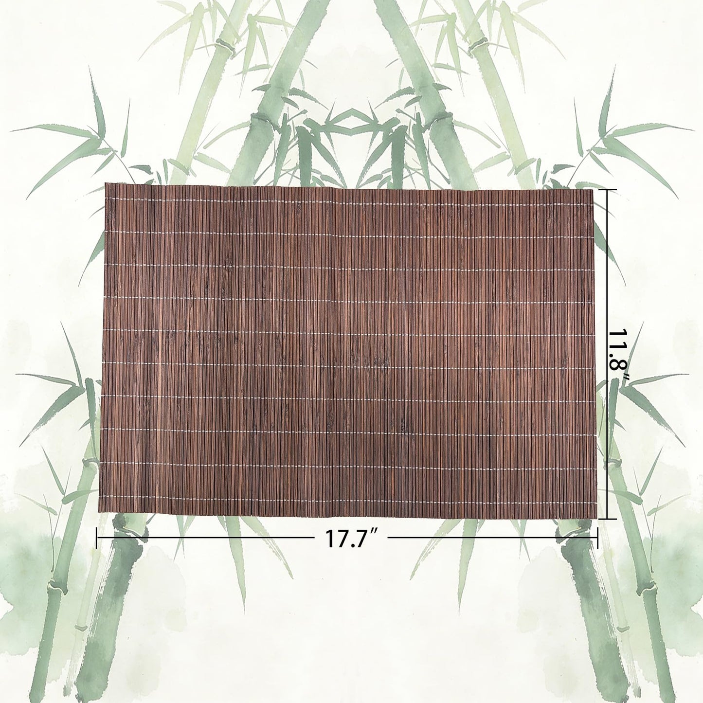 ANDSTAR 8-Pack Natural Bamboo Placemats Set - Reusable Rectangular Heat Resistant Table Mats for Everyday Use, Camping, Picnics, Party Decor - Easy to Clean & Store, Lightweight (Coffee)